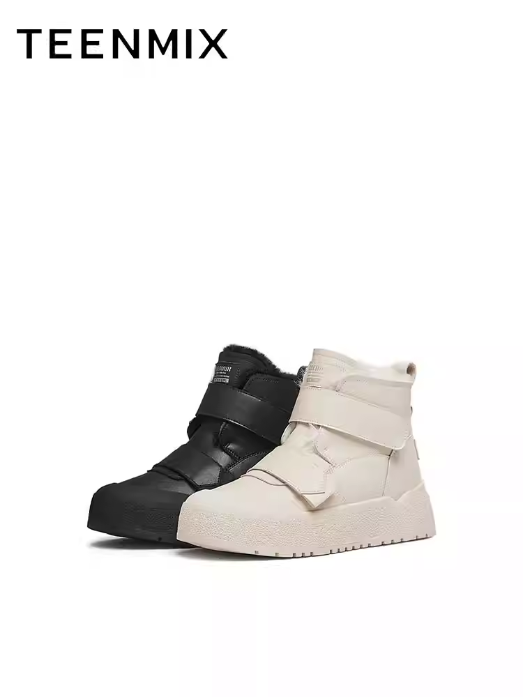 Tianmeiyi đế dày tăng chiều cao ấm áp lót lông cừu giày bốt đi tuyết giày cotton nữ bốt ngắn mùa đông mẫu mới BK751DD4