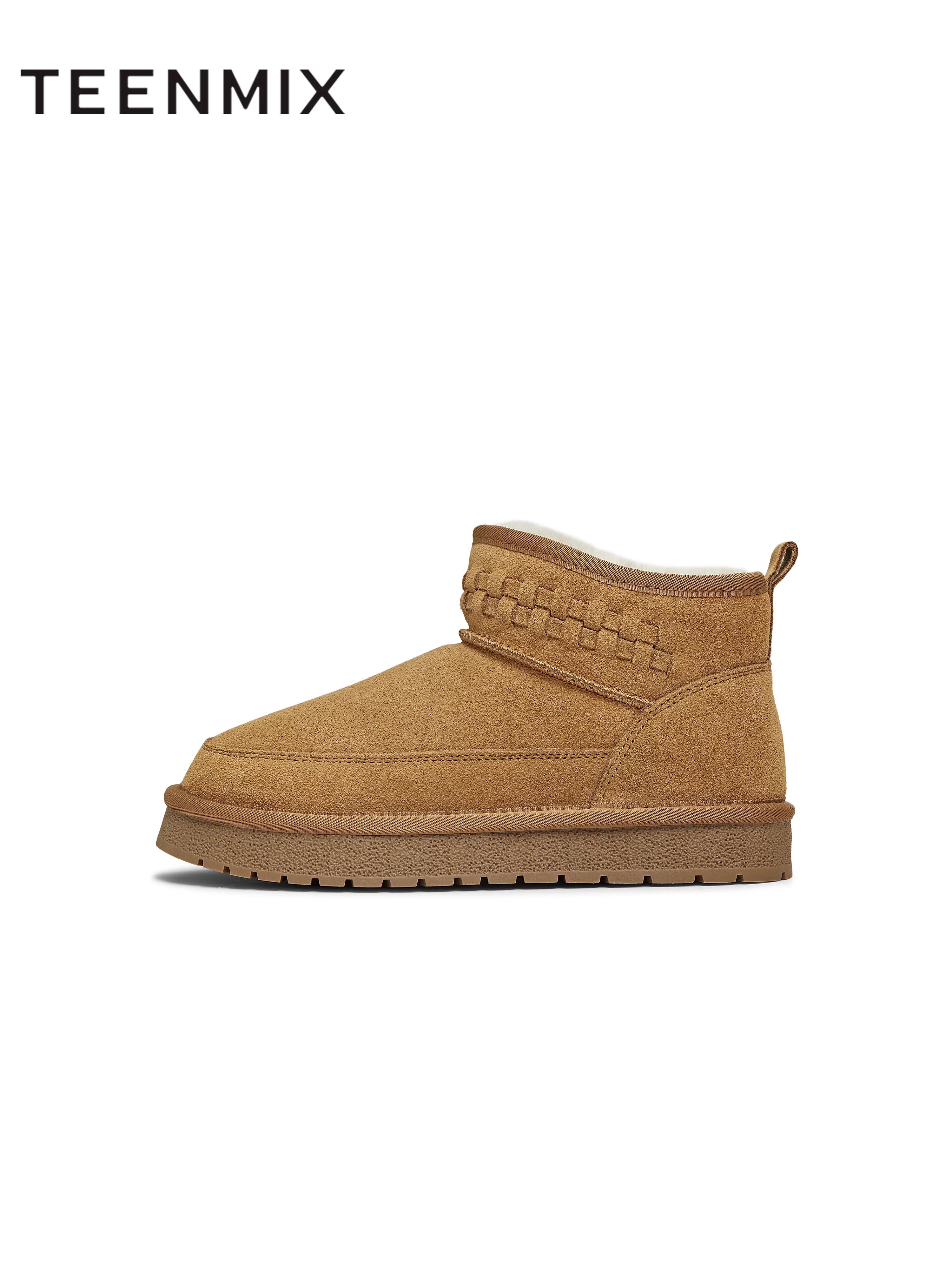 Giày bốt tuyết ấm lót lông cừu kiểu cổ điển Tianmeiyi, đế dày, chất liệu cotton, giày bốt ngắn nữ, kiểu dáng thường ngày, mẫu mới mùa đông 2025, mã CNA46DD5