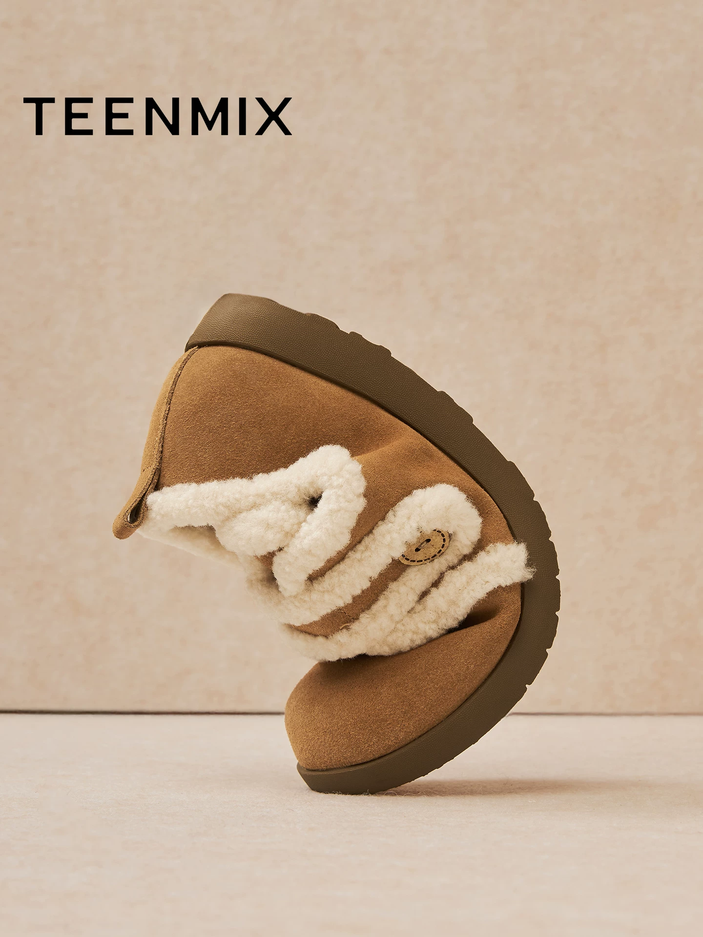 Giày bốt lông cừu dày đế cao cổ điển Tianmeiyi, giày bông nữ, bốt ngắn mùa đông 2025 mẫu mới BM131DM5