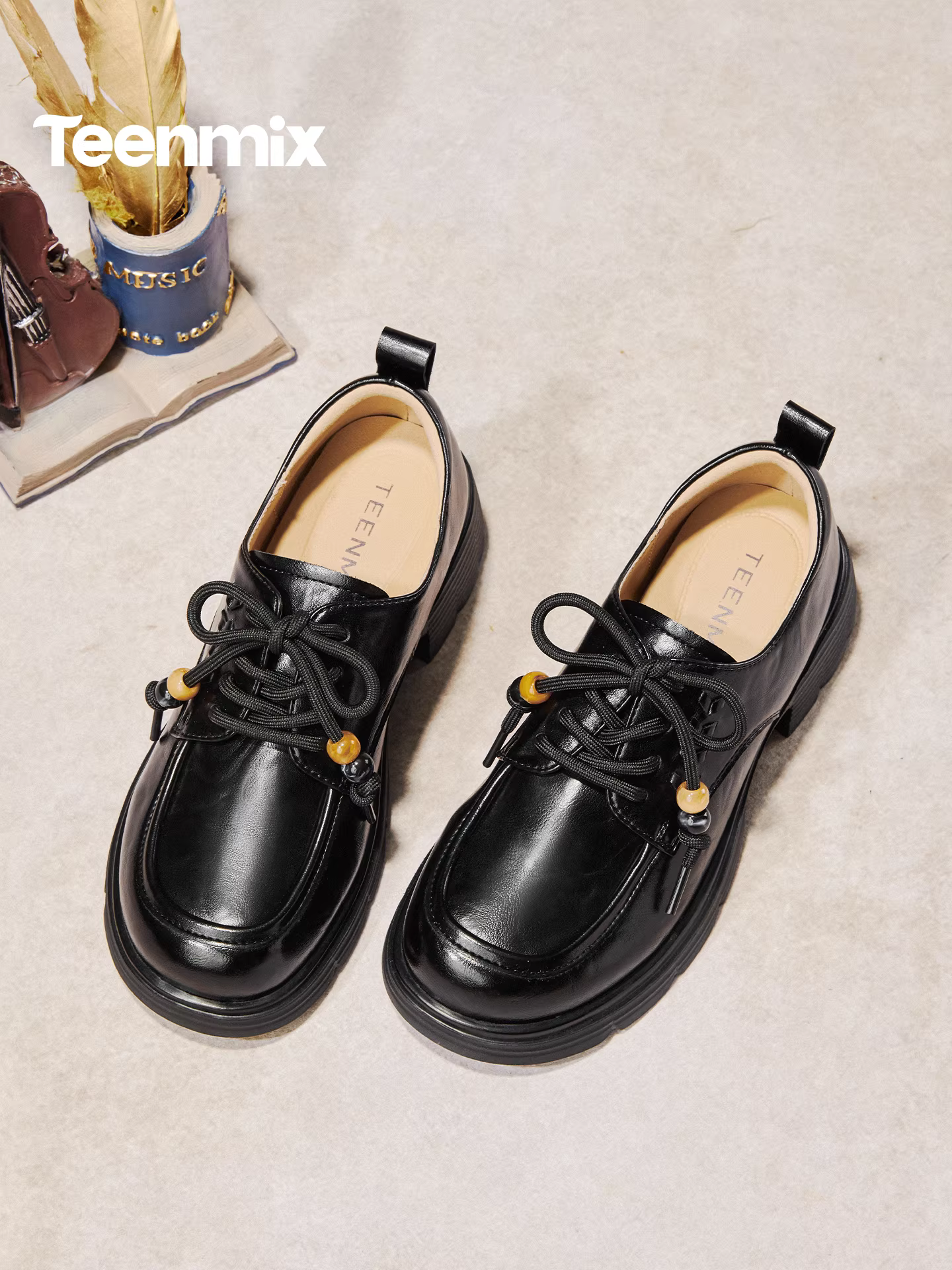 Giày lười đế dày tăng chiều cao kiểu Anh của Tianmeiyi dành cho nữ, giày đơn đế mềm phong cách retro, mẫu mới mùa xuân 2026 BM851AM6