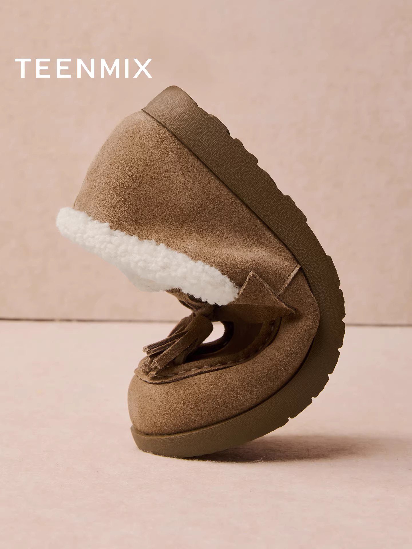 Giày lười lót lông cừu đế dày Tianmeiyi, giày lông, giày cotton, ủng tuyết nữ, bốt ngắn thông thường, phong cách mới mùa đông 2025