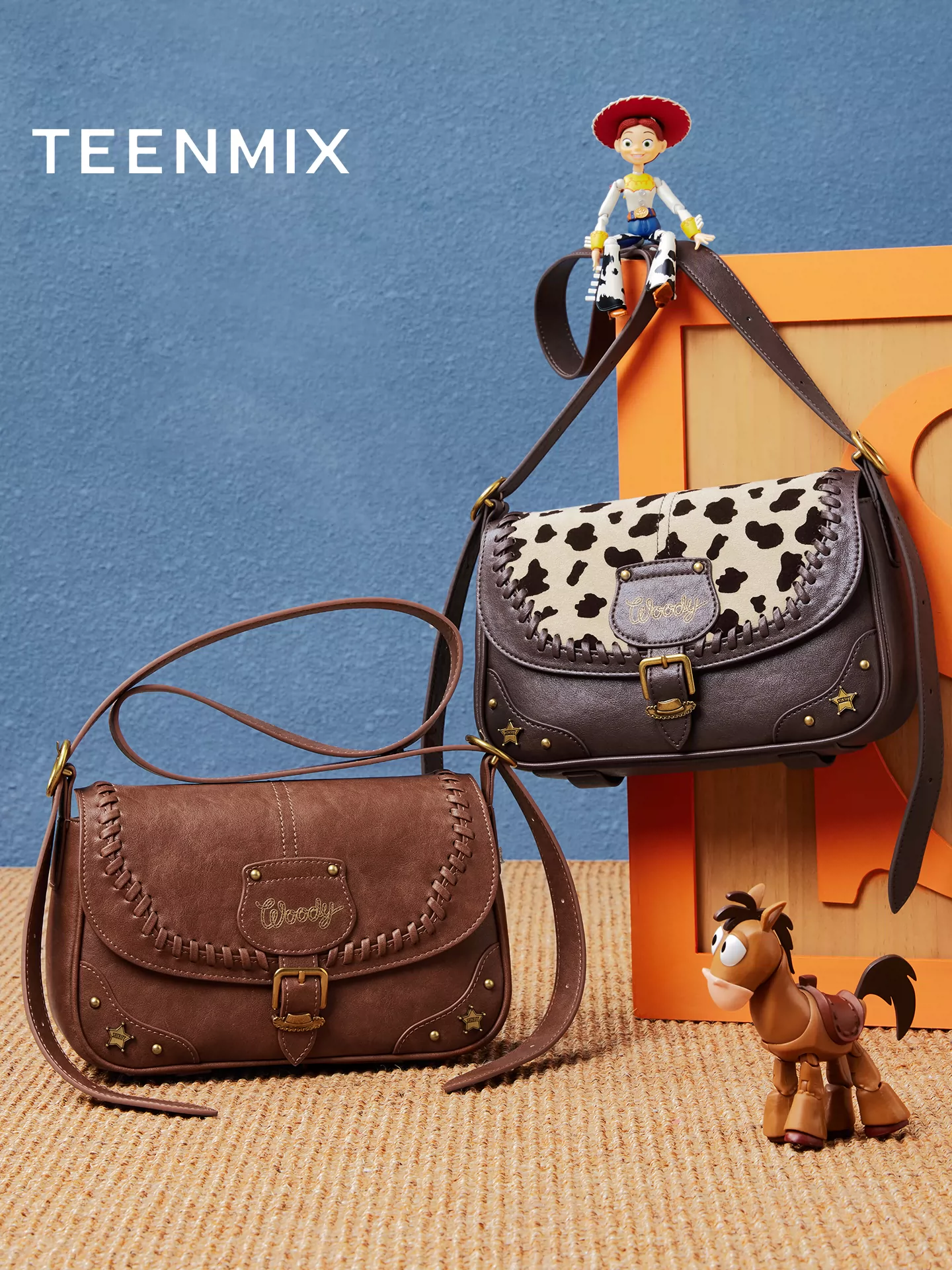 Túi đeo chéo nhỏ hình vuông Woody phiên bản phối hợp thương hiệu Tianmeiyi Toy Story, mẫu mới thu 2025 dành cho nữ