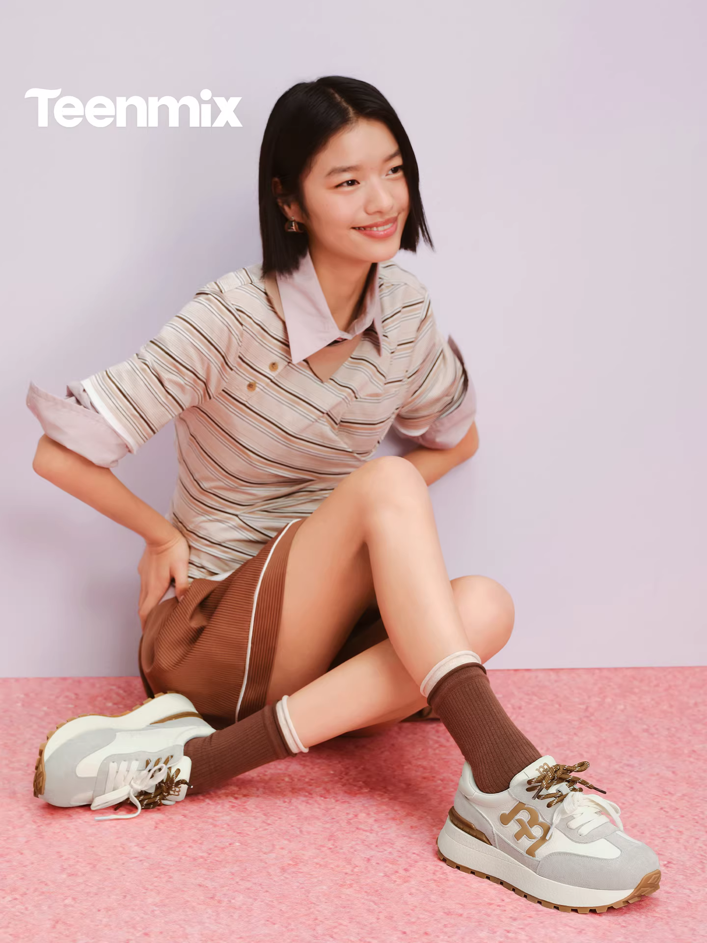 Giày thể thao nữ Tianmeiyi dây đôi kiểu retro đế dày Agande màu trắng, giày thể thao thường ngày, mẫu mới xuân 2026