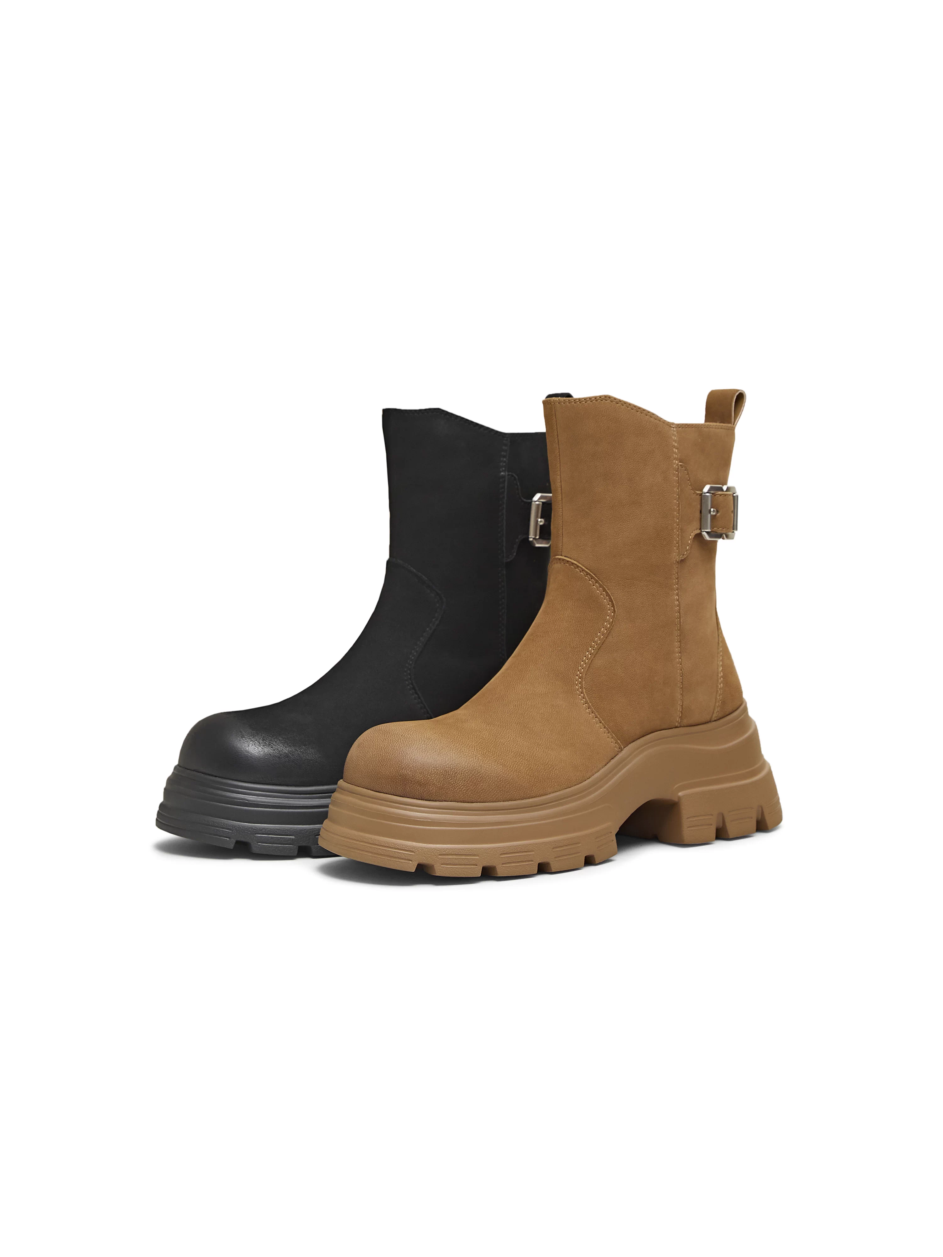 Giày bốt cổ ngắn tăng chiều cao đế dày phong cách retro phương Tây Tianmeiyi, giày nữ có lót lông, mẫu mới mùa đông 2025 CFB60DZ5