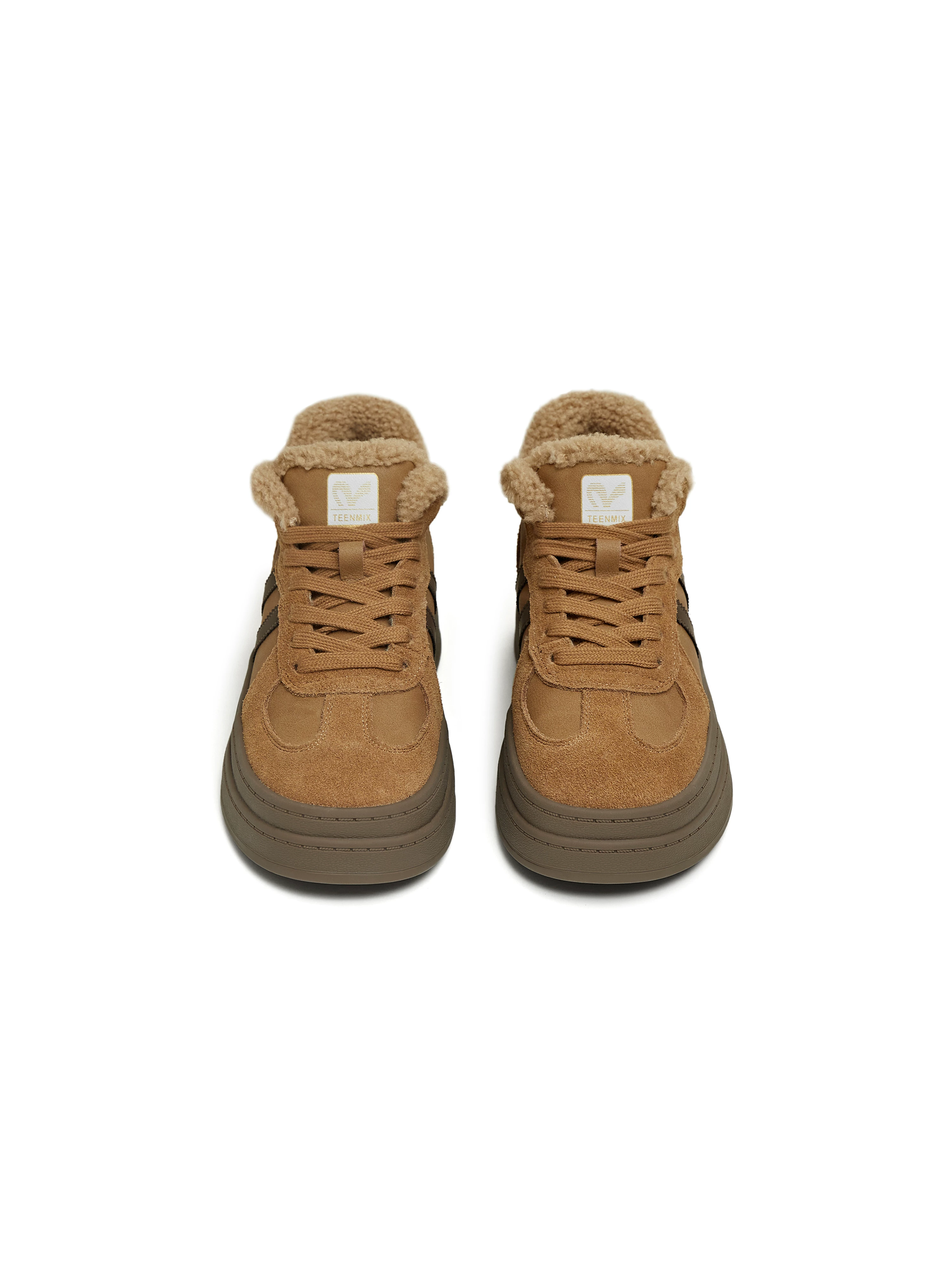 Giày thể thao cổ điển tăng chiều cao đế dày Tianmeiyi, giày thể thao nữ lót lông, giày lông, mẫu mới mùa đông 2025.