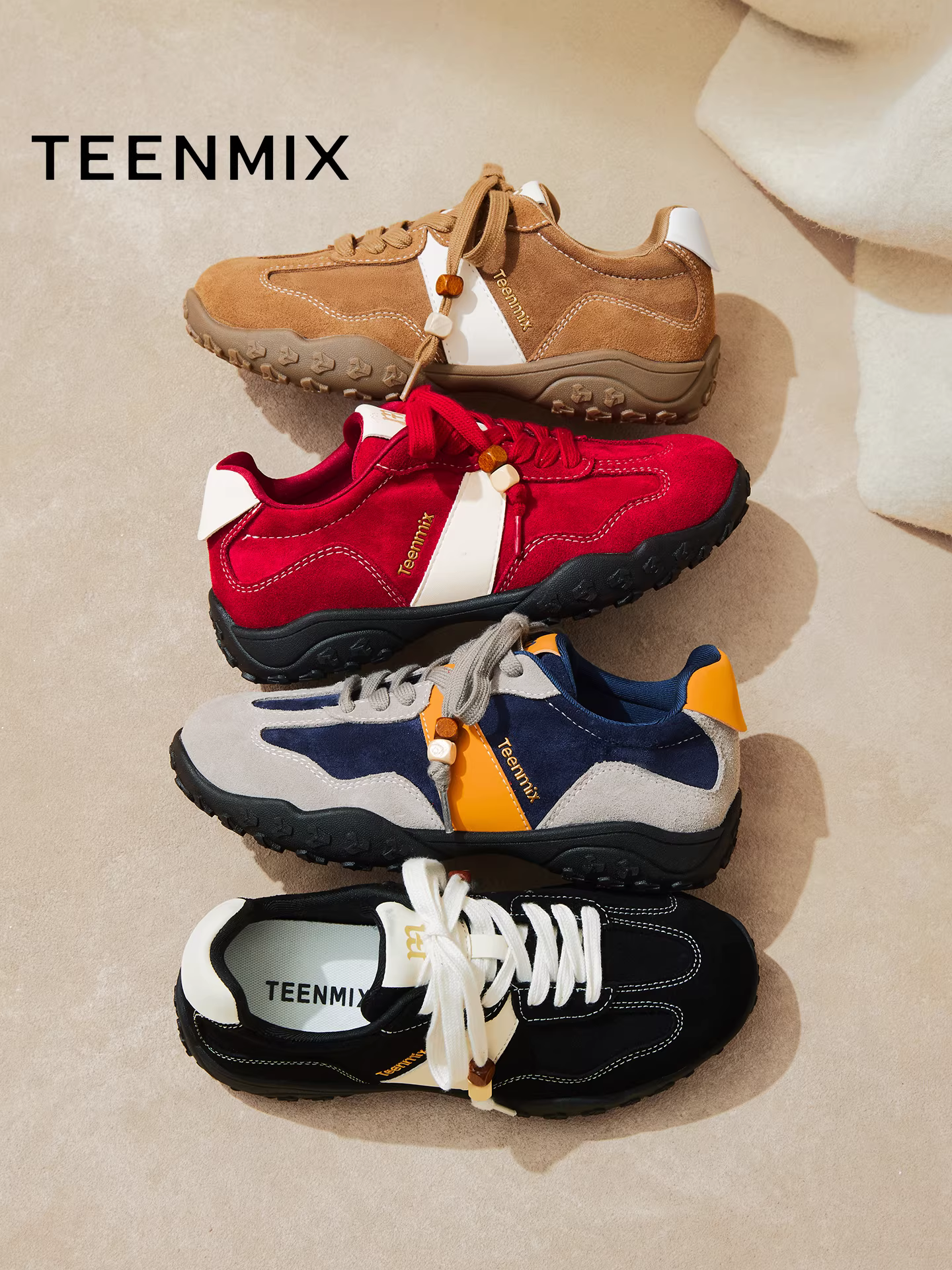 [Quà tặng năm mới] Giày tập Agande đế dày màu đỏ cổ điển Tianmeiyi, giày thể thao, giày thường ngày dành cho nữ, phong cách mùa thu mới