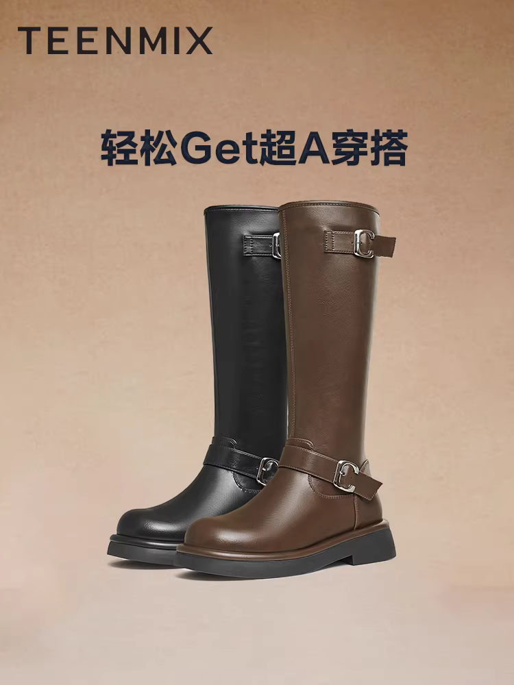 Giày bốt hiệp sĩ cổ điển đế dày Tianmeiyi, bốt dài, bốt kiểu phương Tây, bốt thời trang cổ cao dành cho nữ, mẫu mới mùa đông KTX16DG4