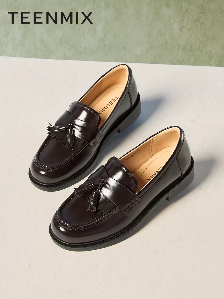 Tianmeiyi Academy Giày đế bằng kiểu Anh giày đế bằng nữ phong cách retro giày đơn giày da nhỏ mùa xuân mẫu mới CXC49AA5