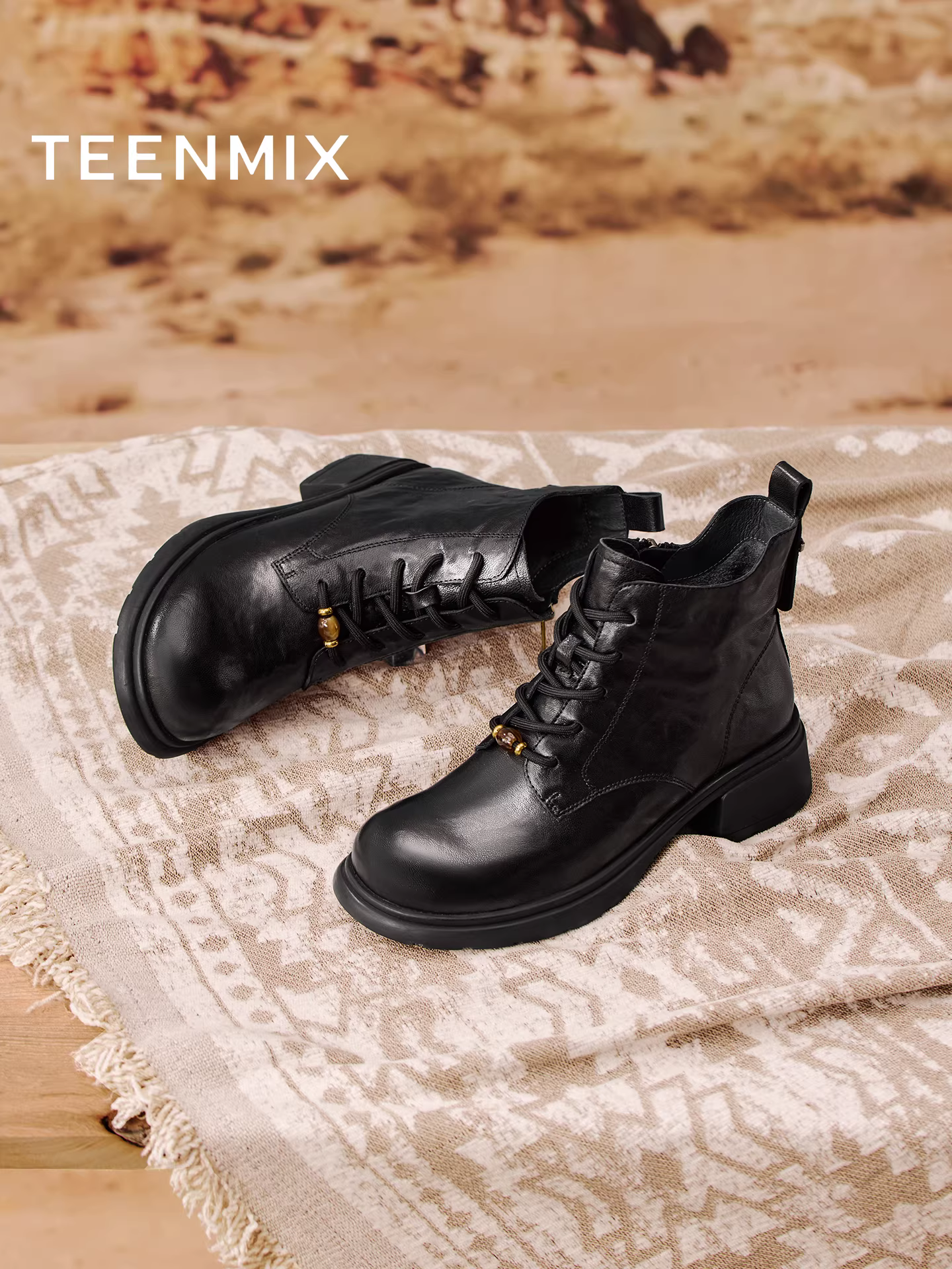 Giày bốt Martin đế dày phong cách Anh Quốc Tianmeiyi Giày bốt nữ có lông cừu bốt ngắn bốt da mùa đông 2025 mẫu mới KDX23DD5