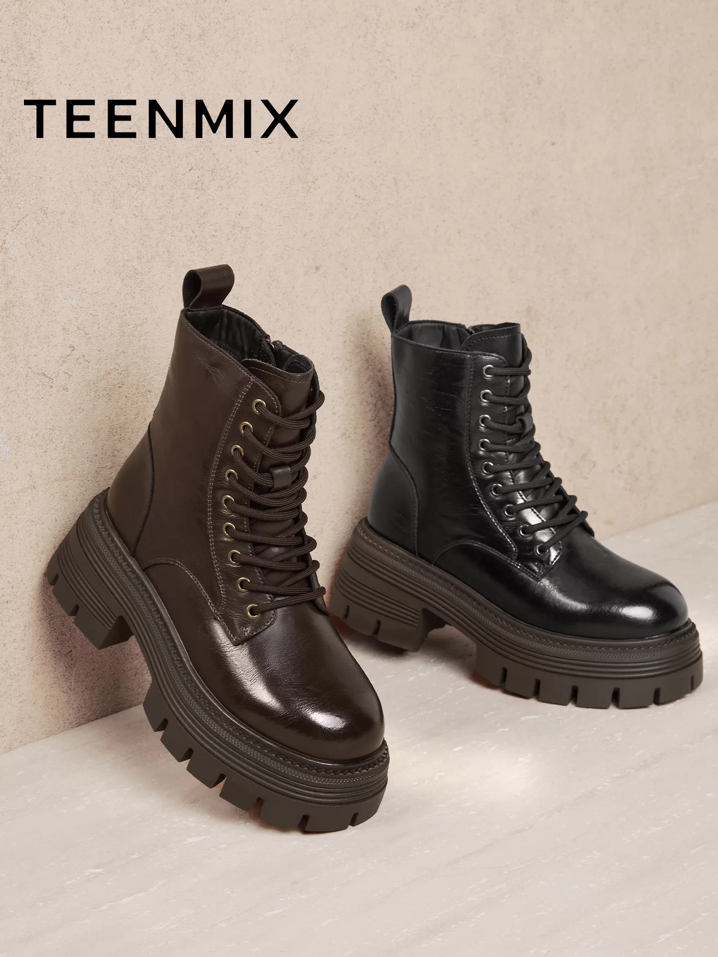 Giày bốt Martin đế dày phong cách retro Anh Quốc Tianmeiyi, lót lông giữ ấm, tăng chiều cao, dành cho nữ, kiểu dáng thường ngày, bốt ngắn, bốt da, mẫu mới mùa đông 2025