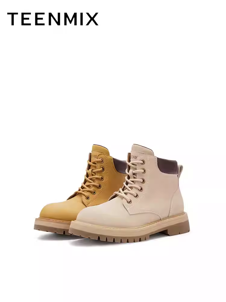 Giày bốt Martin đế dày Tianmeiyi, bốt lớn màu vàng, bốt đi làm ngoài trời, bốt ngắn cổ điển dành cho nữ, mẫu mùa đông mới KDX11DD4