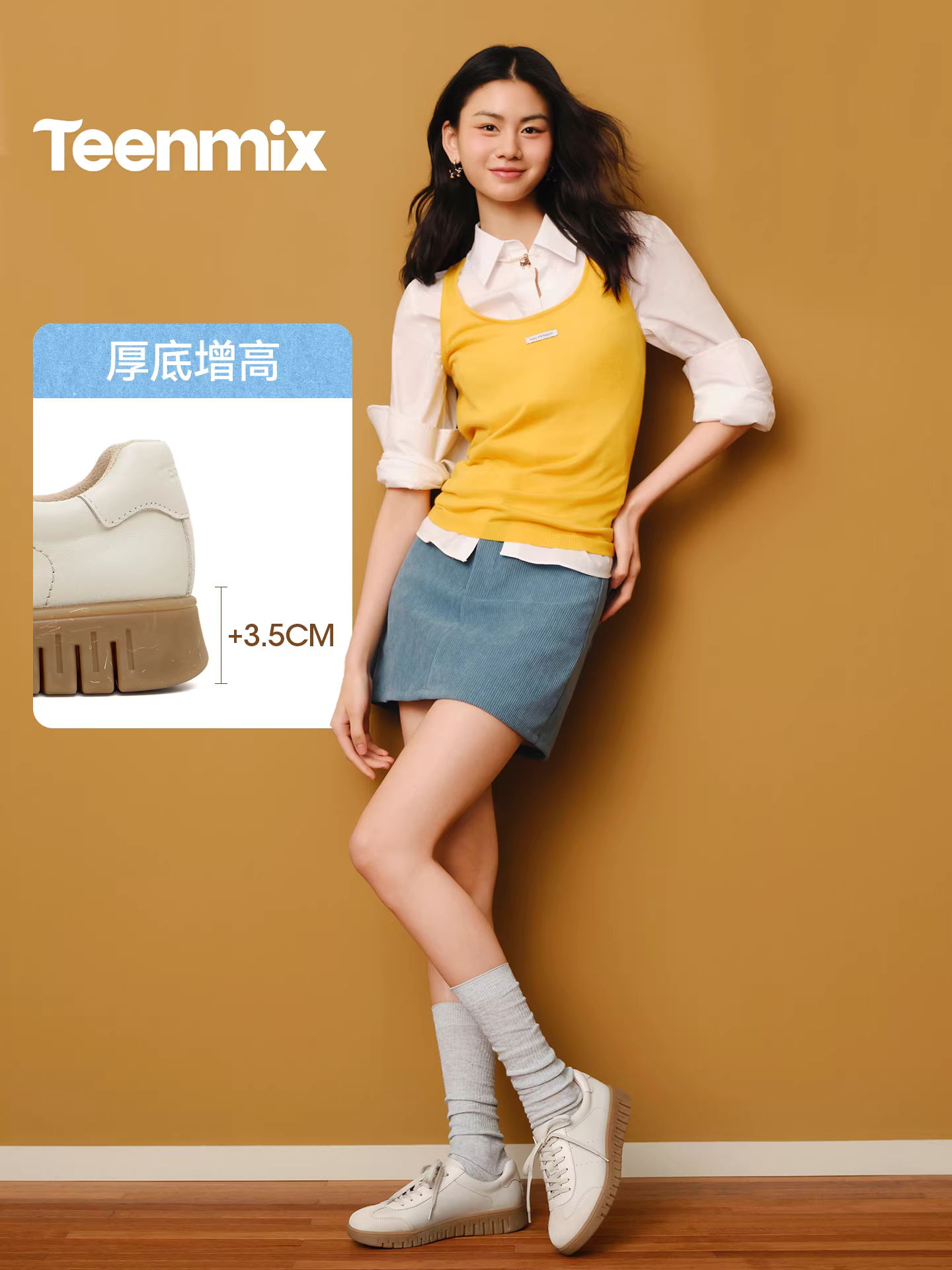 Tianmeiyi retro Giày da Oxford đế mềm giày trắng nữ giày tập luyện thông thường mùa xuân 2026 mẫu mới CMA38AM6