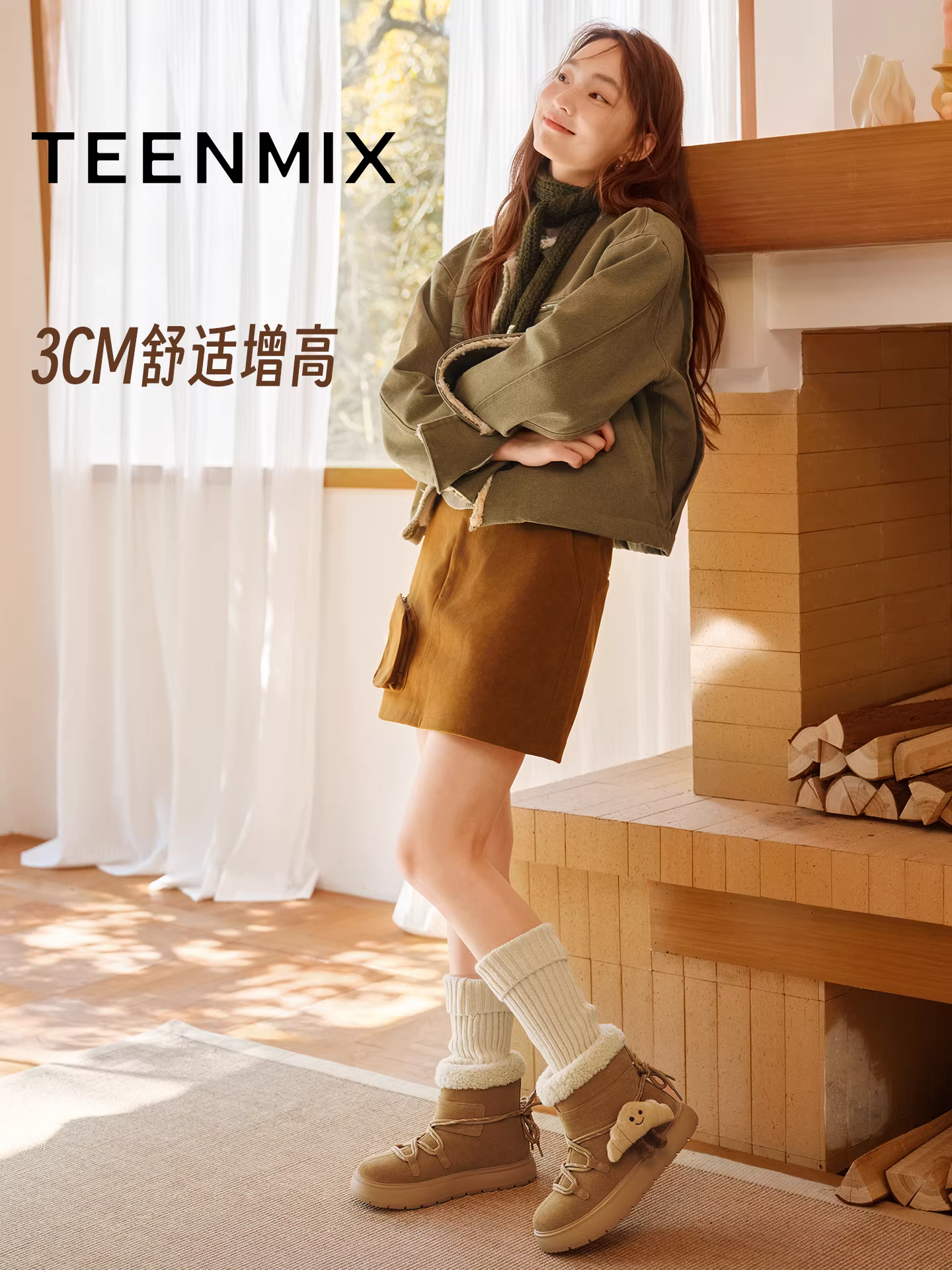 Giày bốt tuyết ấm áp, mềm mại, dễ thương, đế dày, lót lông cừu, giữ ấm, chất liệu cotton, kiểu dáng đơn giản, dành cho nữ, mùa đông 2025, kiểu mới