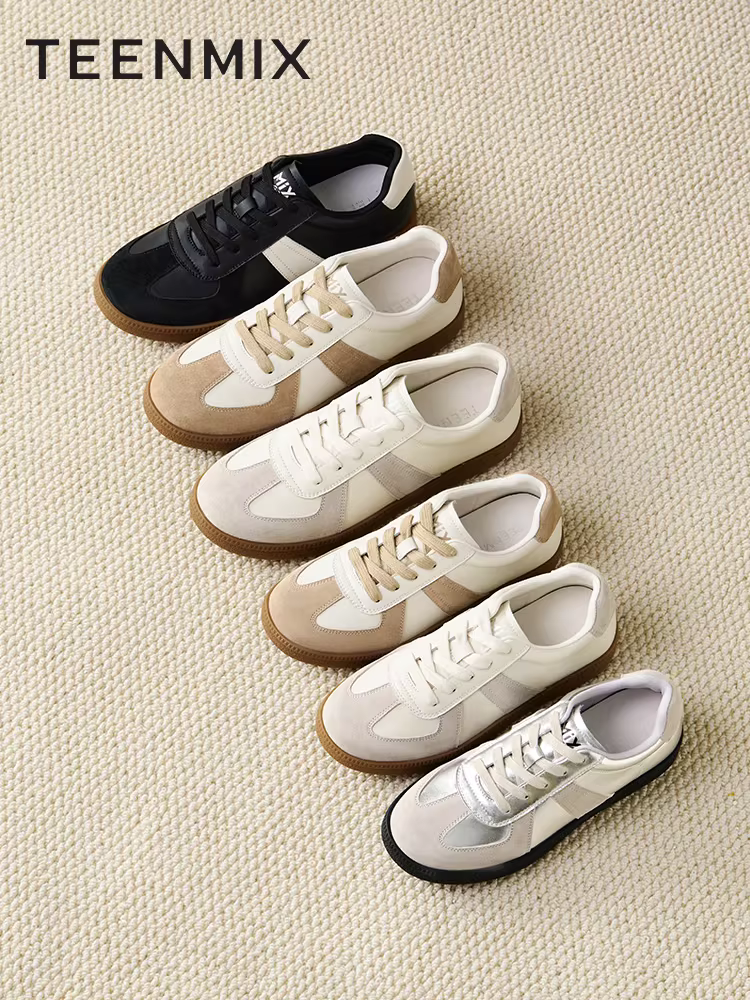 Giày thể thao Đức unisex phối màu, kiểu dáng cổ điển, dây buộc, đa năng, Thu Đông 2025 Tianmeiyi KG124CM5