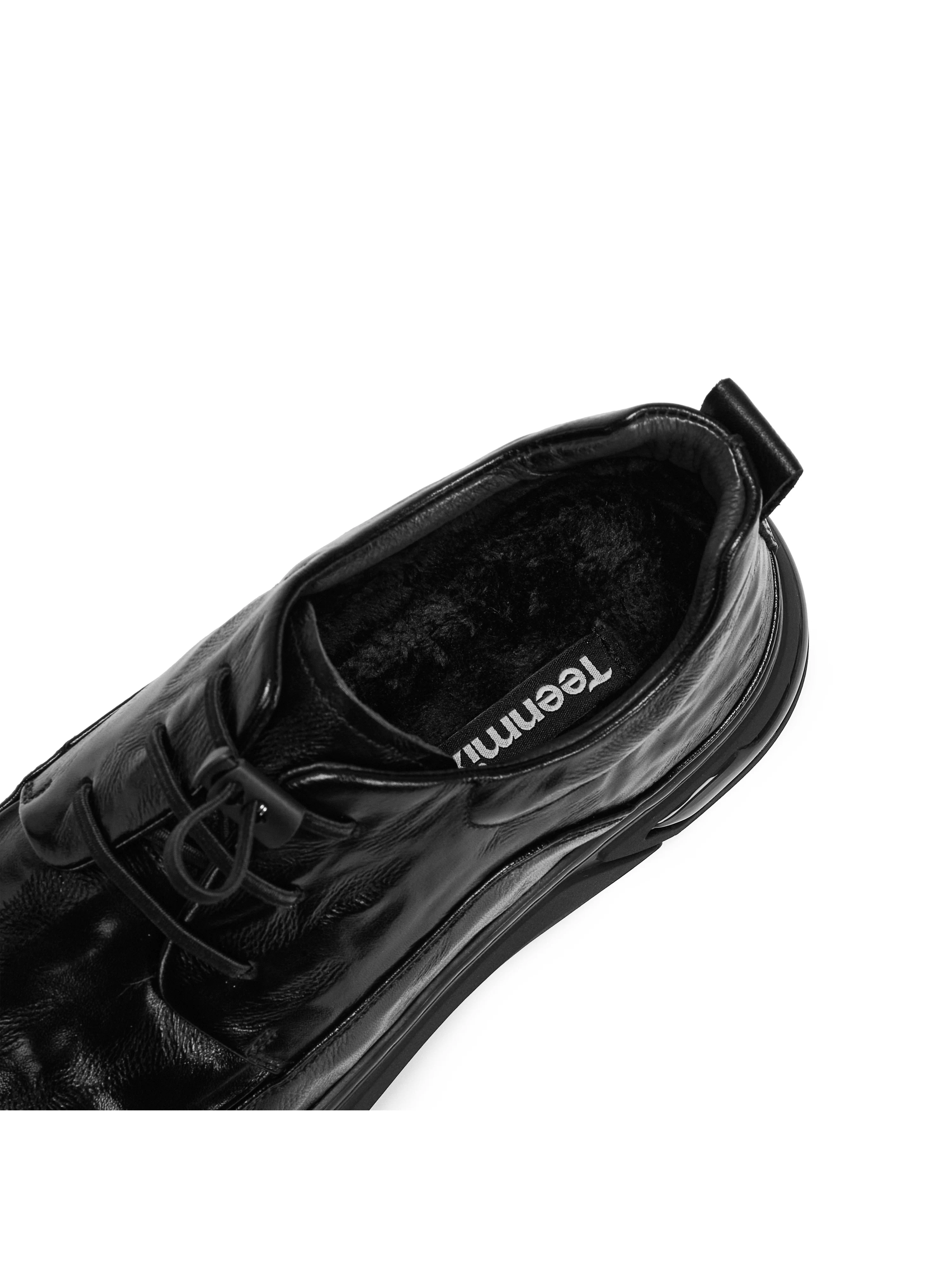 Giày da nam thời trang mùa đông Tianmeiyi 2025 kiểu dáng mới, cùng mẫu, màu trơn, dây buộc, đa năng, phong cách retro, mã WNA01DM5