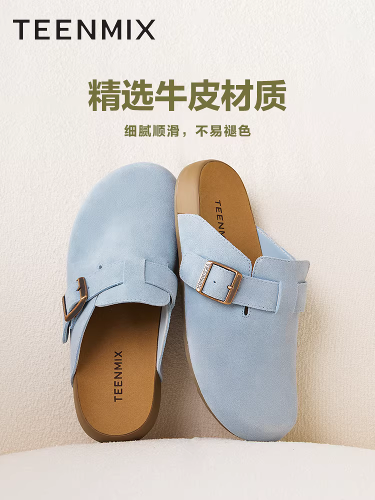 Dép nửa kín mũi kiểu Birkenstock đế dày cổ điển Tianmeiyi, dép xỏ ngón thông thường dành cho cả nam và nữ, mẫu mới mùa hè.
