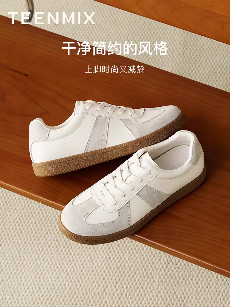 Giày thể thao Đức unisex phối màu, kiểu dáng cổ điển, dây buộc, đa năng, Thu Đông 2025 Tianmeiyi KG124CM5