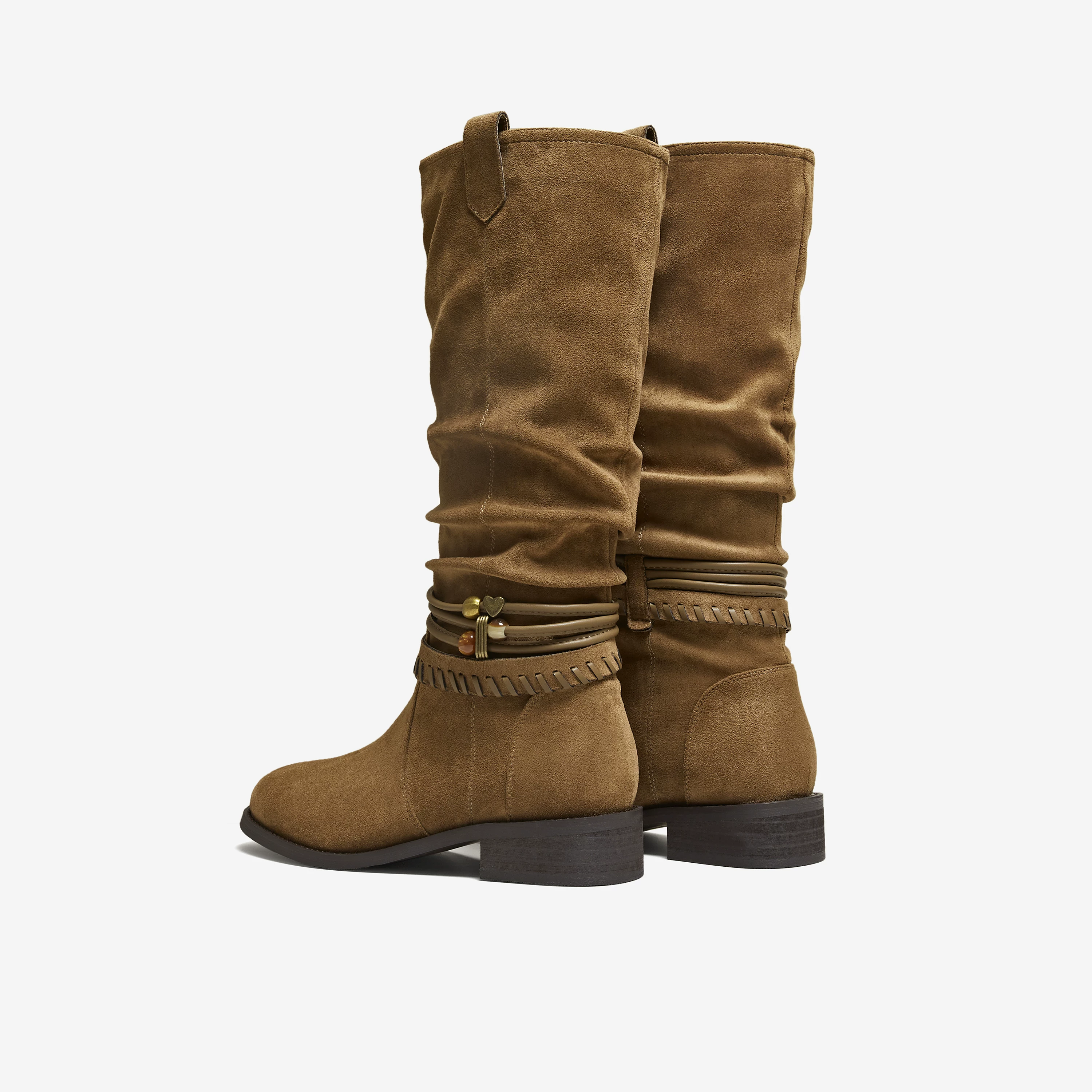 Giày bốt dài nữ TATA 2025 Giày bốt phương Tây mới mùa đông Giày bốt thời trang đa năng Giày bốt đi ngoài trời CKU01DG5