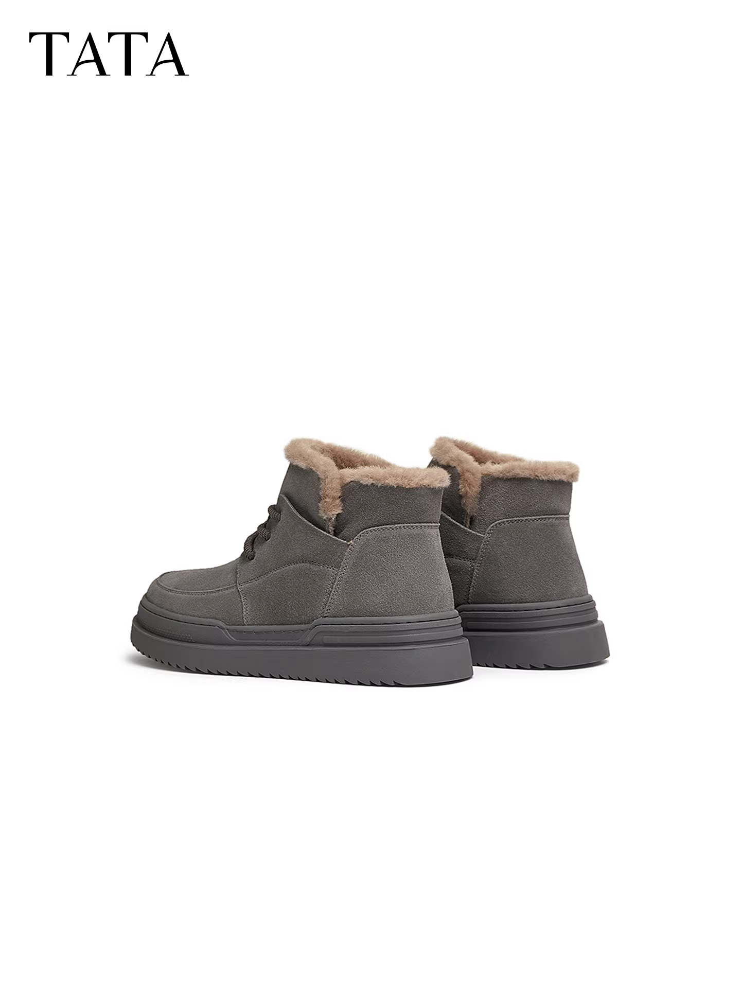 Giày bốt đi tuyết ấm áp mùa đông dành cho nam giới TATA chống thấm nước đế dày ngoài trời bằng da lót lông cừu giày cotton OEX01DD4