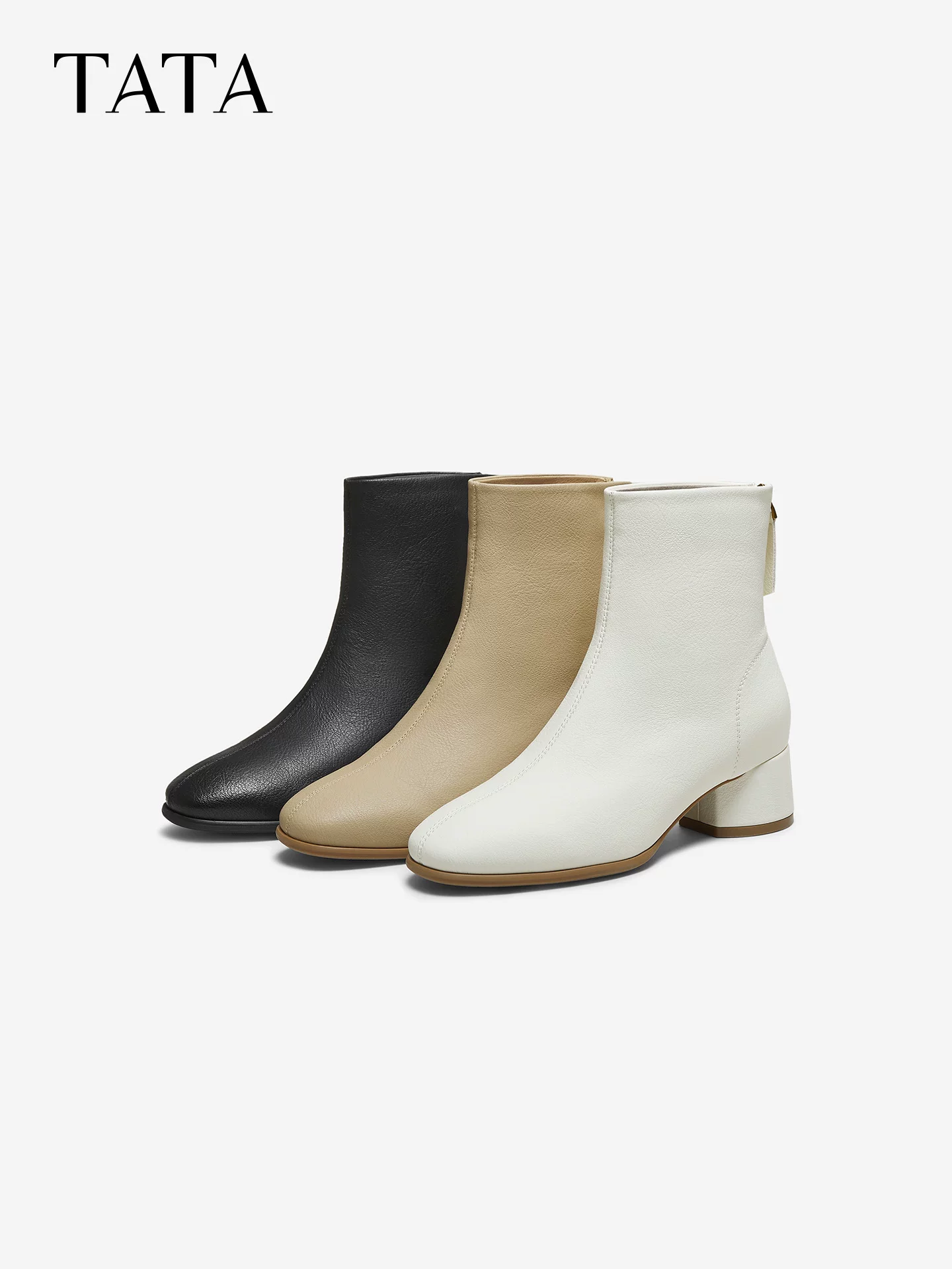 Giày Bốt Nữ TATA Mùa Đông Giày Bốt Thời Trang Đa Năng Giày Nữ Giày Bốt Ngắn Đa Năng Giảm Béo Chelsea Boots Nữ UVG01DD5