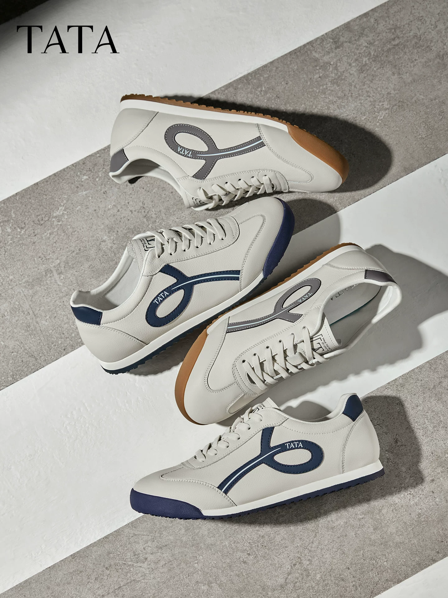 Giày nam TATA 2025 mùa đông mới giày tập luyện Đức thoải mái đa năng giày thể thao màu trắng