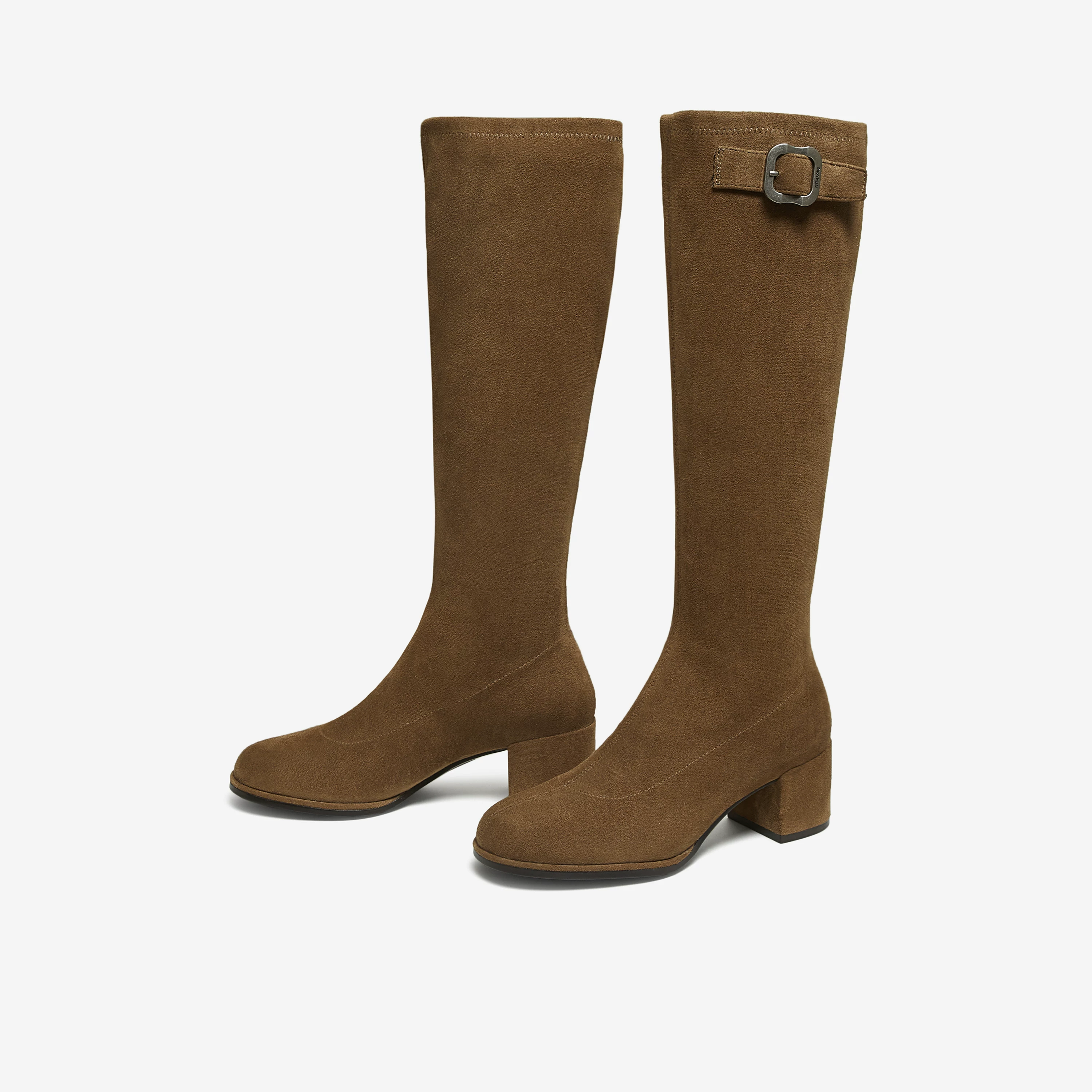 Giày bốt dài nữ TATA 2025 Giày bốt thời trang mùa đông Giày bốt dài cổ điển giảm béo Giày bốt cưỡi ngựa co giãn 7JX80DG5