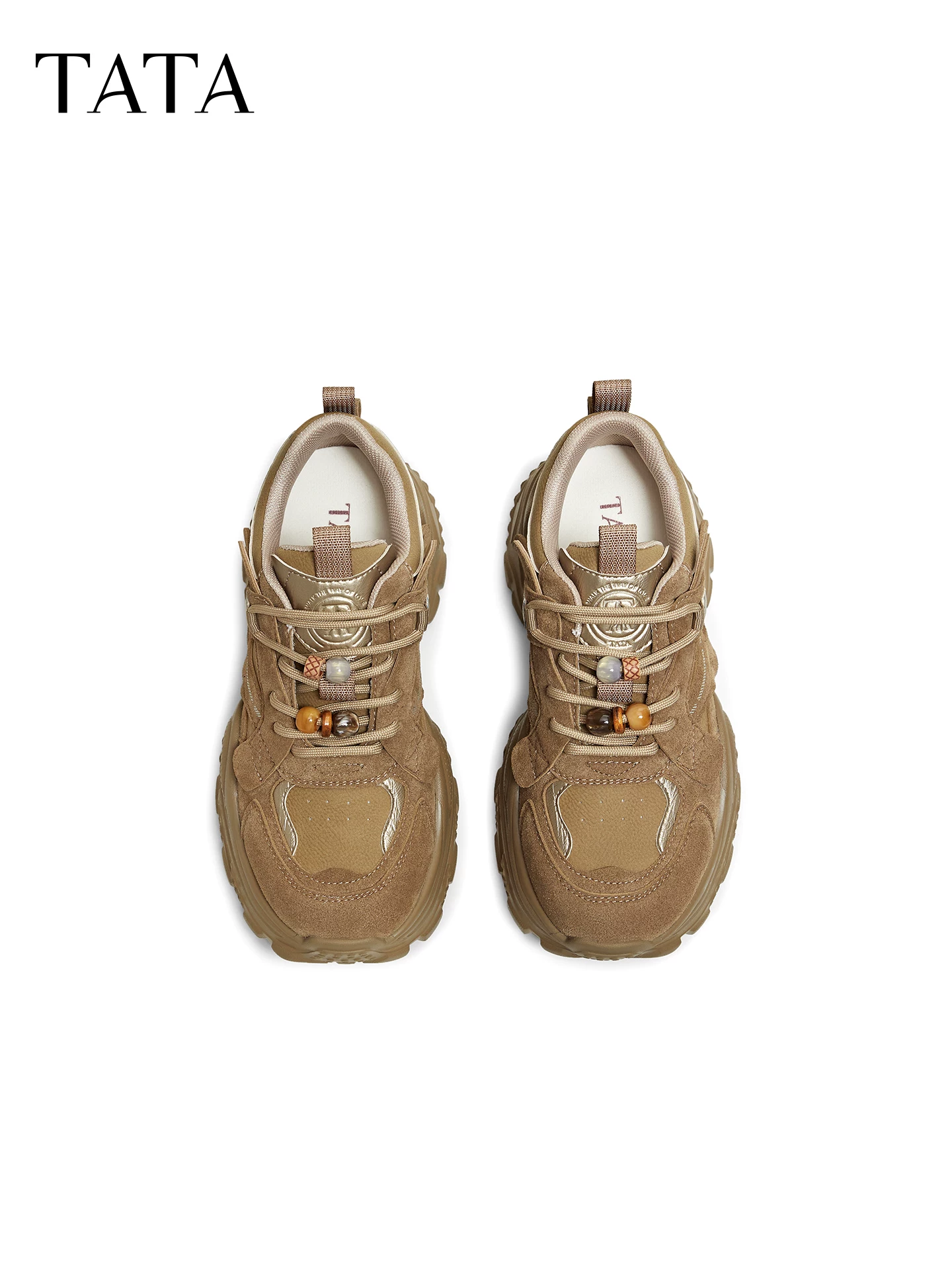 Giày Nữ TATA 2026 Mùa Xuân Mới Giày Thể Thao Thông Thường Đa Năng Đế Dày Tăng Chiều Cao Giày Bố 5OG29AM6