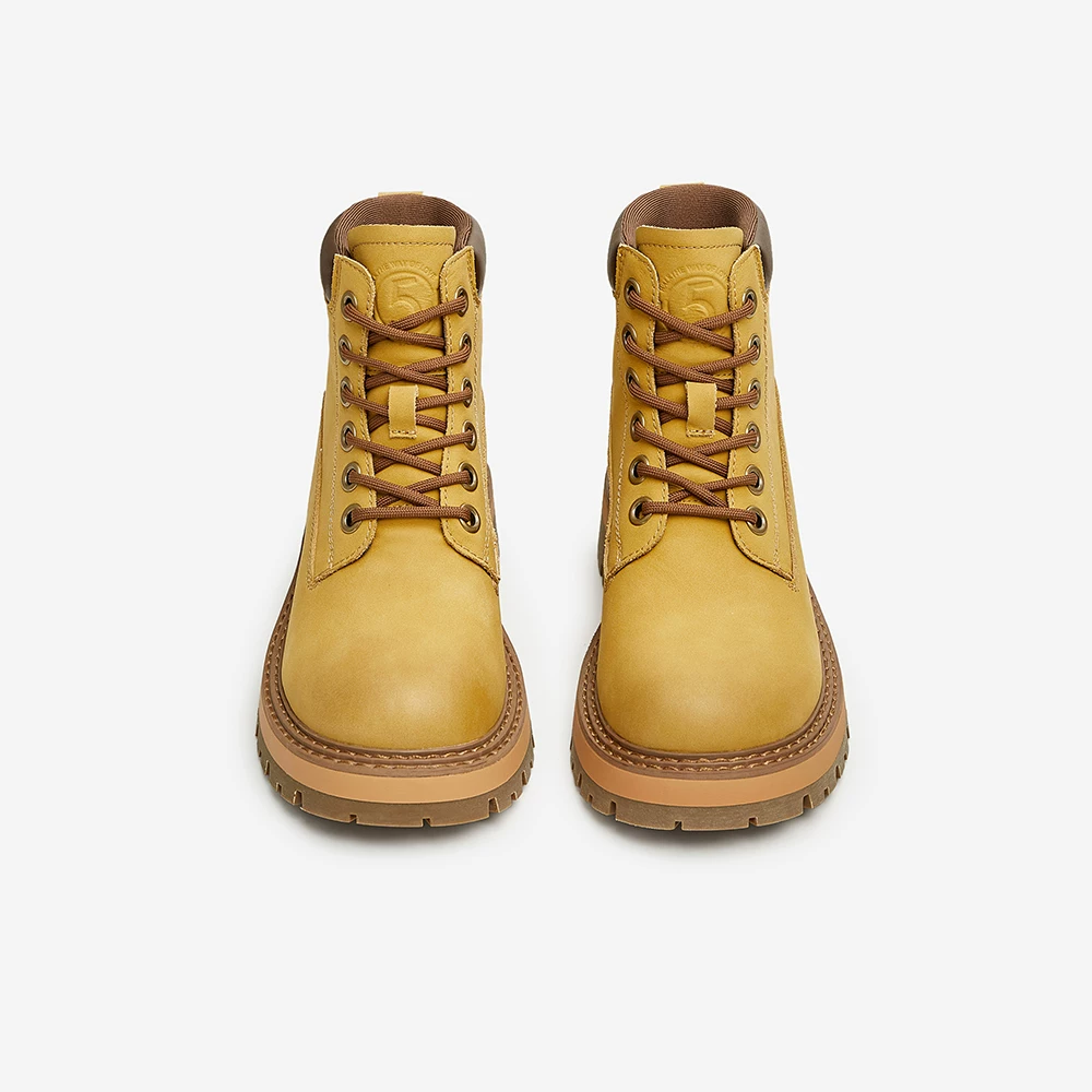 TATA Ngoài Trời Phong Cách Anh Quốc Giày Bốt Màu Vàng Giày Bốt Nữ Có Lớp Lót Lông Cừu Retro Giày Bốt Martin Giày Bốt Ngắn Mùa Đông Mới WZR01DD4