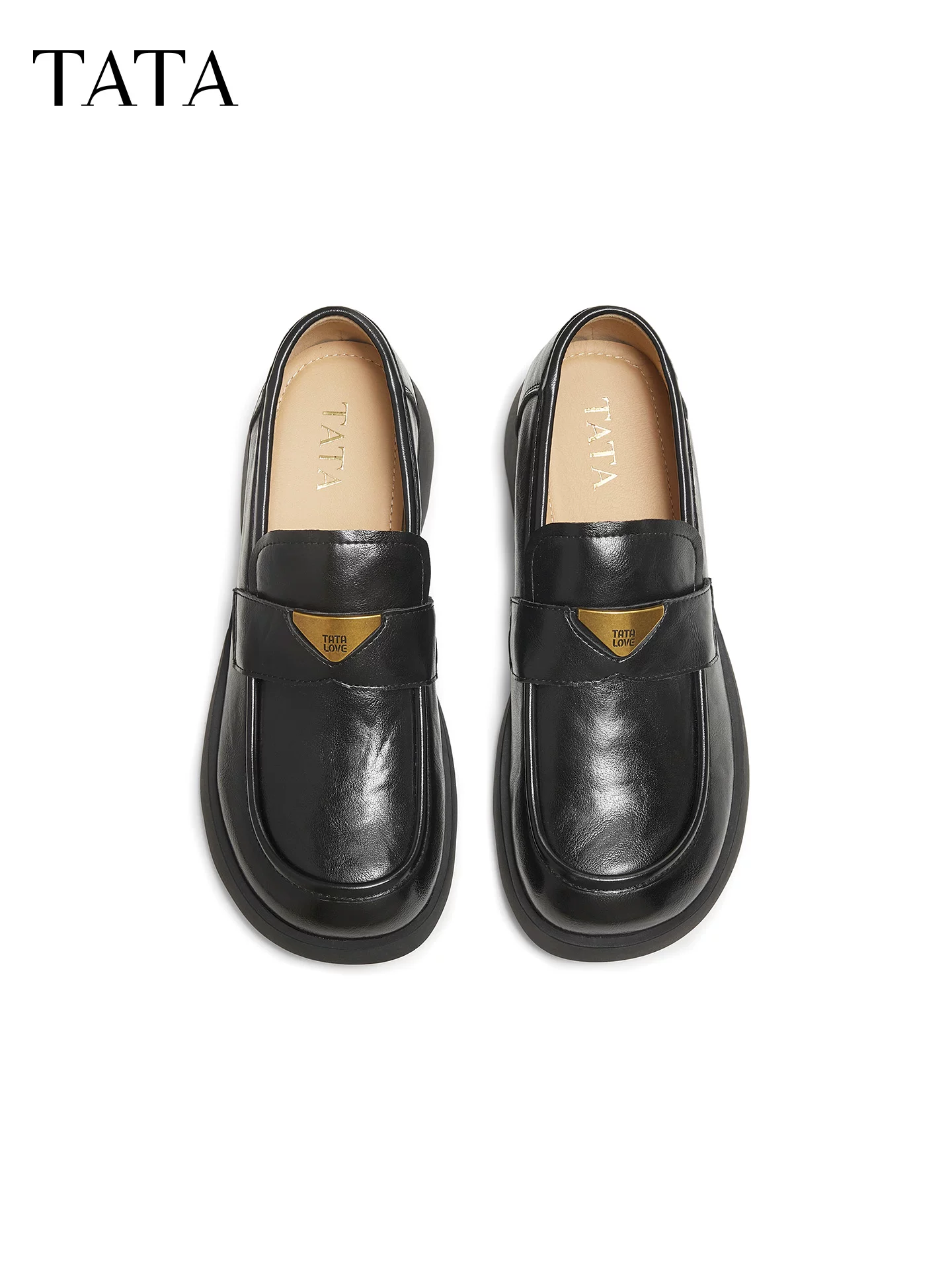 Giày nữ TATA giày lười mùa đông kiểu dáng mới kiểu Anh giày da nhỏ CWK02CA5