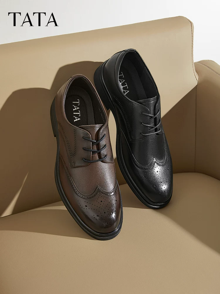 TATA khắc giày da brogue nam công sở trang trọng giày cưới mới giày chú rể mùa xuân 210A4AM5