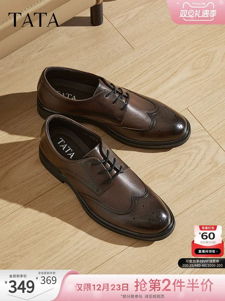 TATA khắc giày da brogue nam công sở trang trọng giày cưới mới giày chú rể mùa xuân 210A4AM5