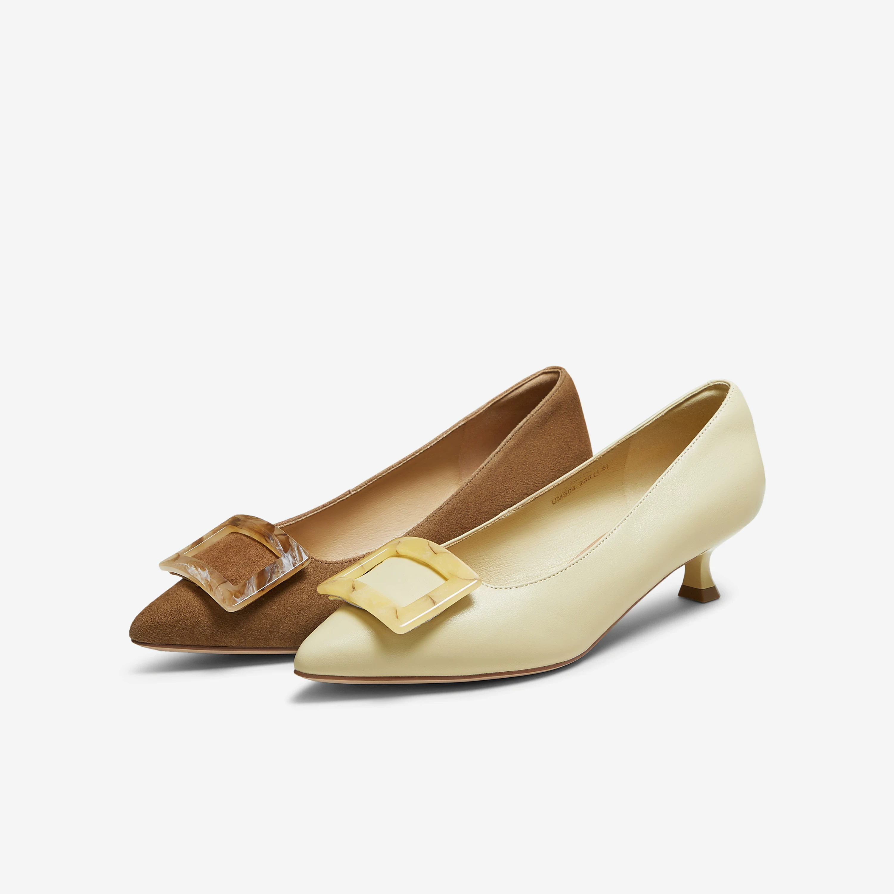 Giày nữ TATA Honey Cookie mùa đông 2025, nhẹ, thoáng khí, kiểu dáng thanh lịch, giày đơn, mũi nhọn, gót nhọn UMS04CQ5