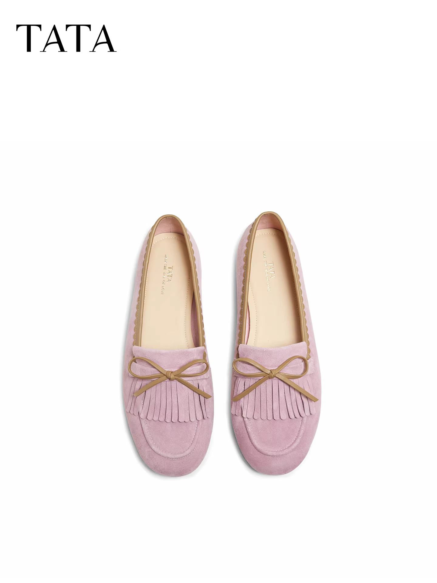 Giày nữ TATA 2025 Mẫu mới mùa đông kiểu lười thời trang, mũi tròn, đế thấp YVT01CQ5
