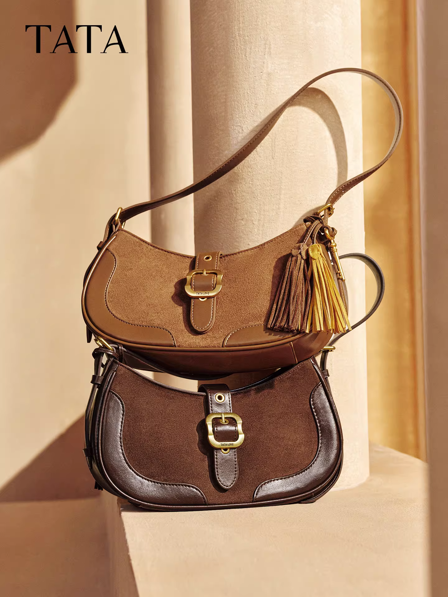 Túi da lộn nữ TATA mùa đông mới đi làm túi đeo chéo vai đa năng túi đeo nách X3523DX5