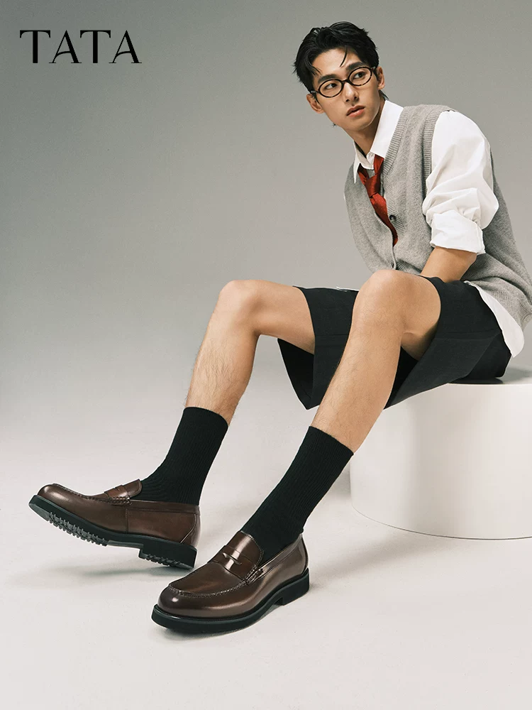 Giày da nam công sở TATA, giày lười da thật phong cách Anh, giày nam, mẫu mới mùa xuân NFT01AM5