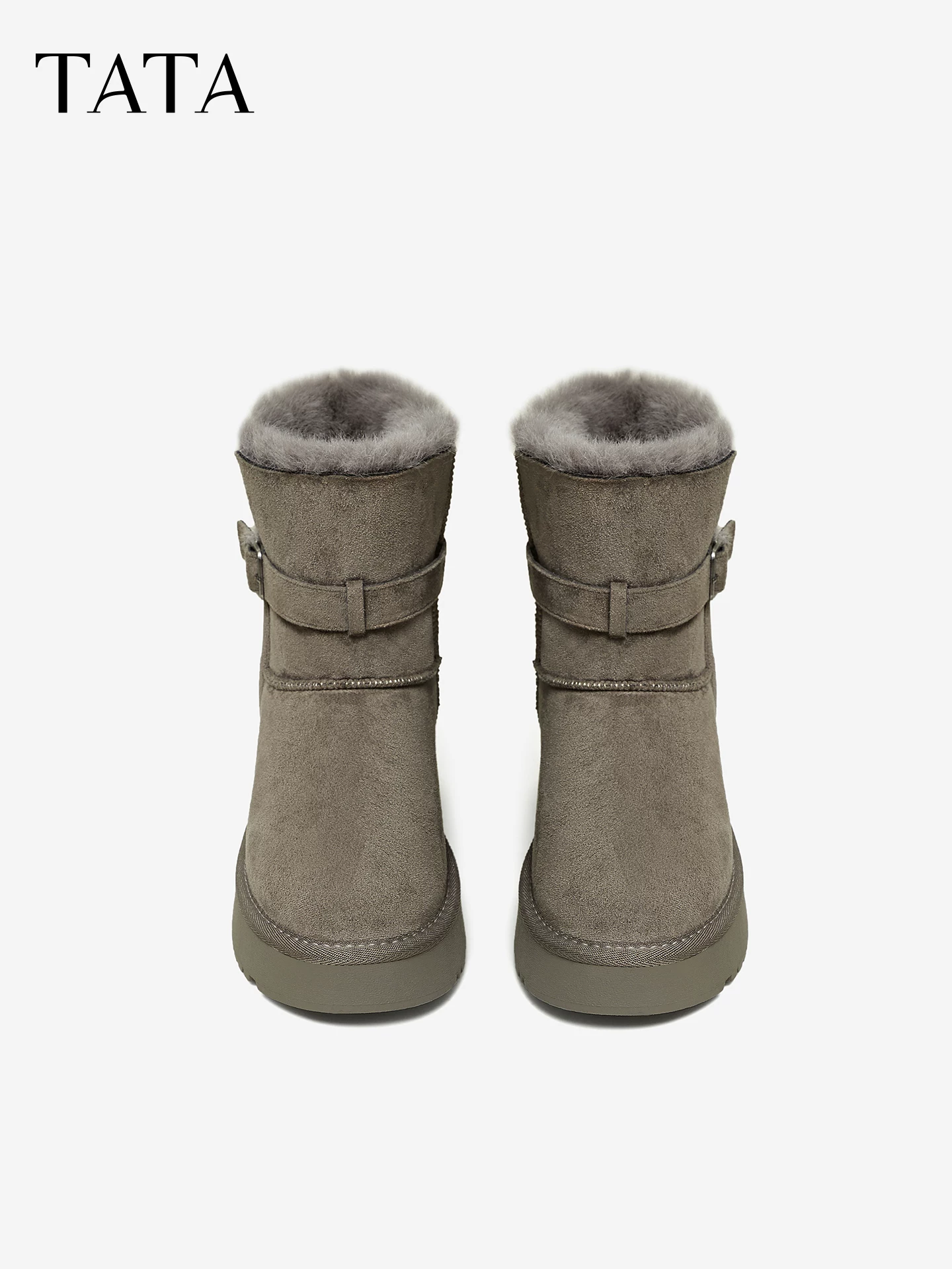 TATA giày đi tuyết của anh ấy/giày mùa đông có lông tăng chiều cao giày cotton đế dày lót lông cừu giày bốt cotton đi tuyết CJD01DZ5