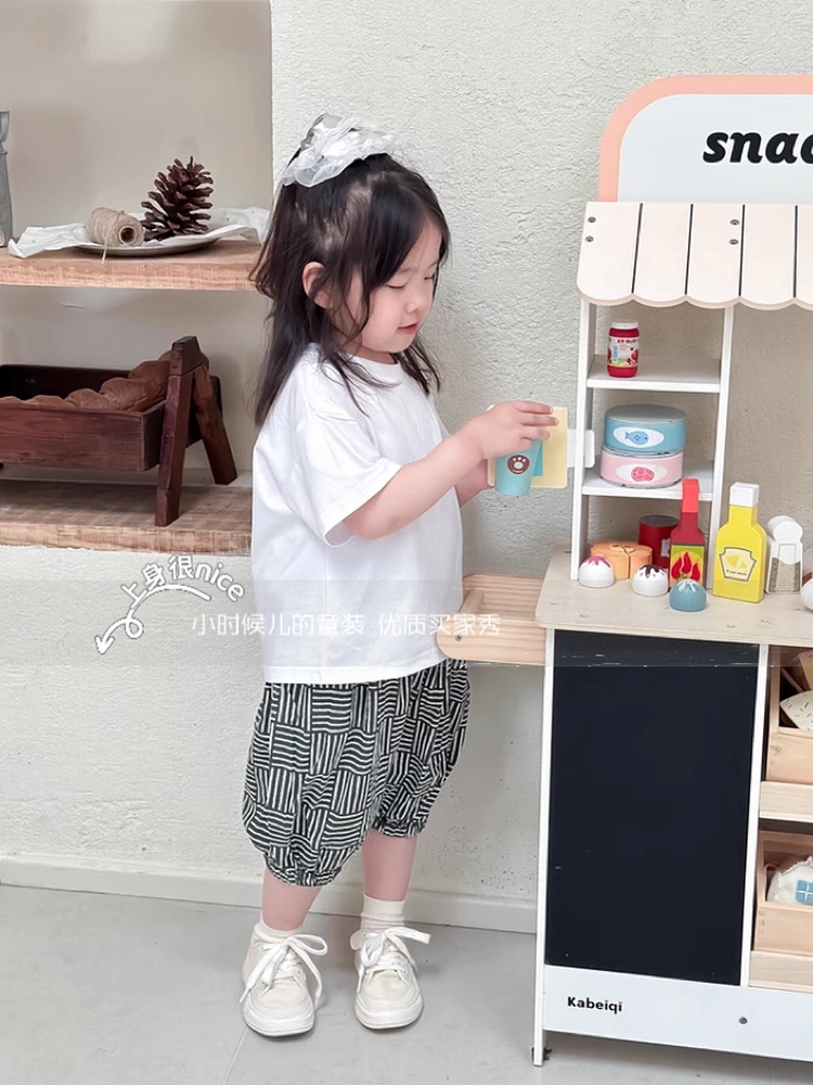 In ấn theo hình ảnh~hình quả bí ngô tròn~quần short đèn lồng mùa hè kiểu Hàn Quốc mỏng dành cho trẻ em, quần short cotton nguyên chất năm điểm phong cách unisex.