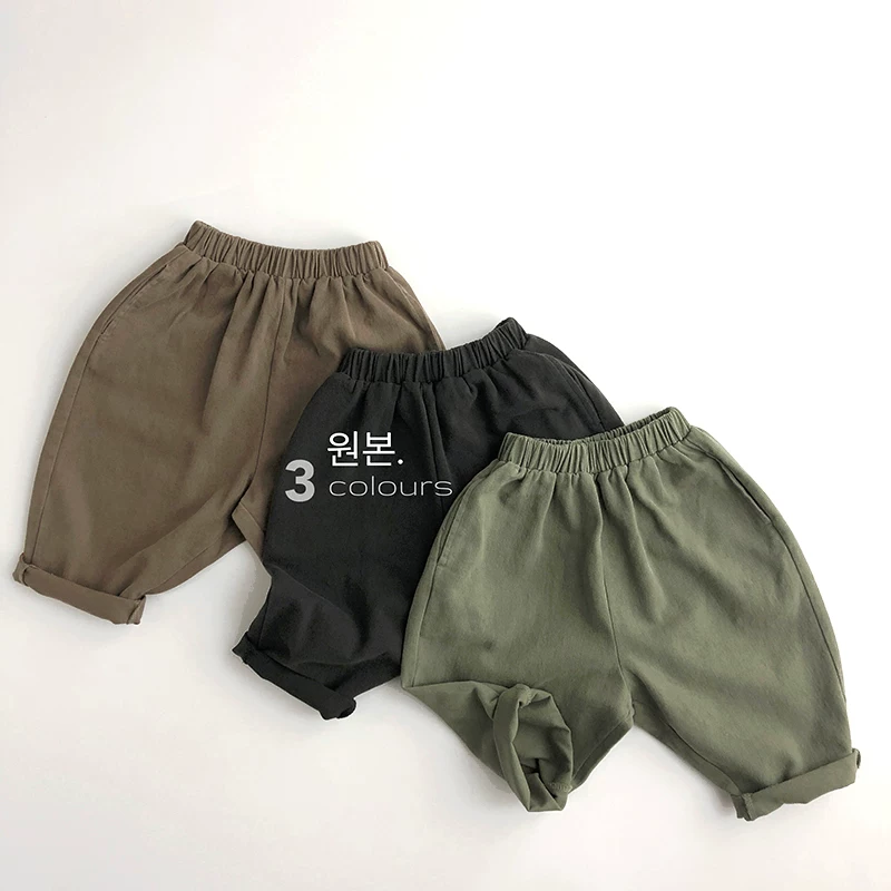 Màu sắc đẹp và hợp thời trang~Quần trẻ em phong cách Hàn Quốc mới mùa thu 2025, unisex, thời trang, dáng rộng, chất liệu cotton nguyên chất, kiểu dáng quần carrot