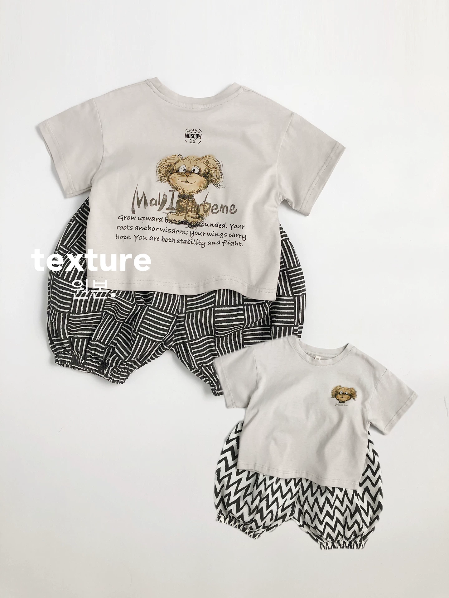 Messy Puppy~Áo thun in hình hoạt hình tay ngắn bằng vải cotton mỏng dành cho trẻ em mùa hè phong cách Hàn Quốc, quần áo rộng rãi sành điệu cho bé trai và bé gái