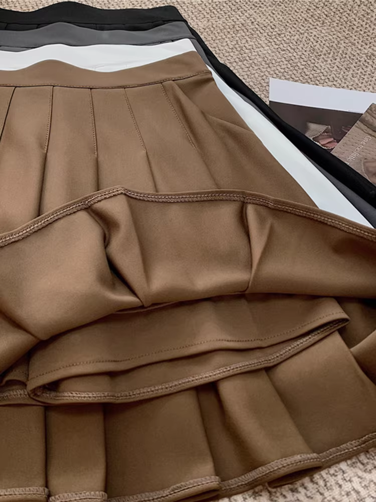 Váy xếp ly màu trắng, váy JK xuân thu nữ, váy rất xinh, váy chữ A lưng cao, váy dù, váy ngắn