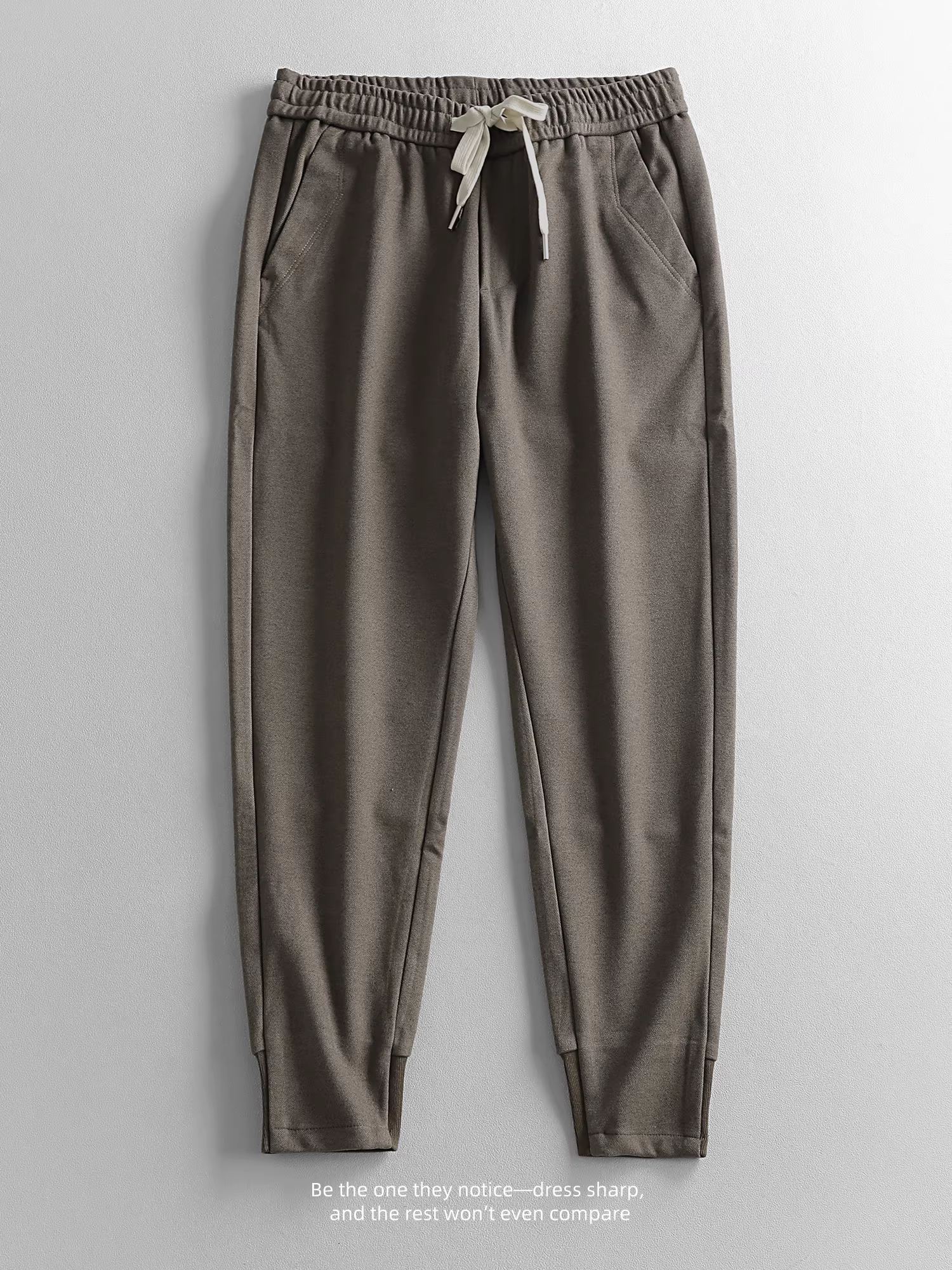 Quần len LUUD dành cho nam, quần ống đứng ôm dáng mùa đông, ấm áp, có dây thun ở eo, dây rút, quần jogger lông cừu chải kỹ.