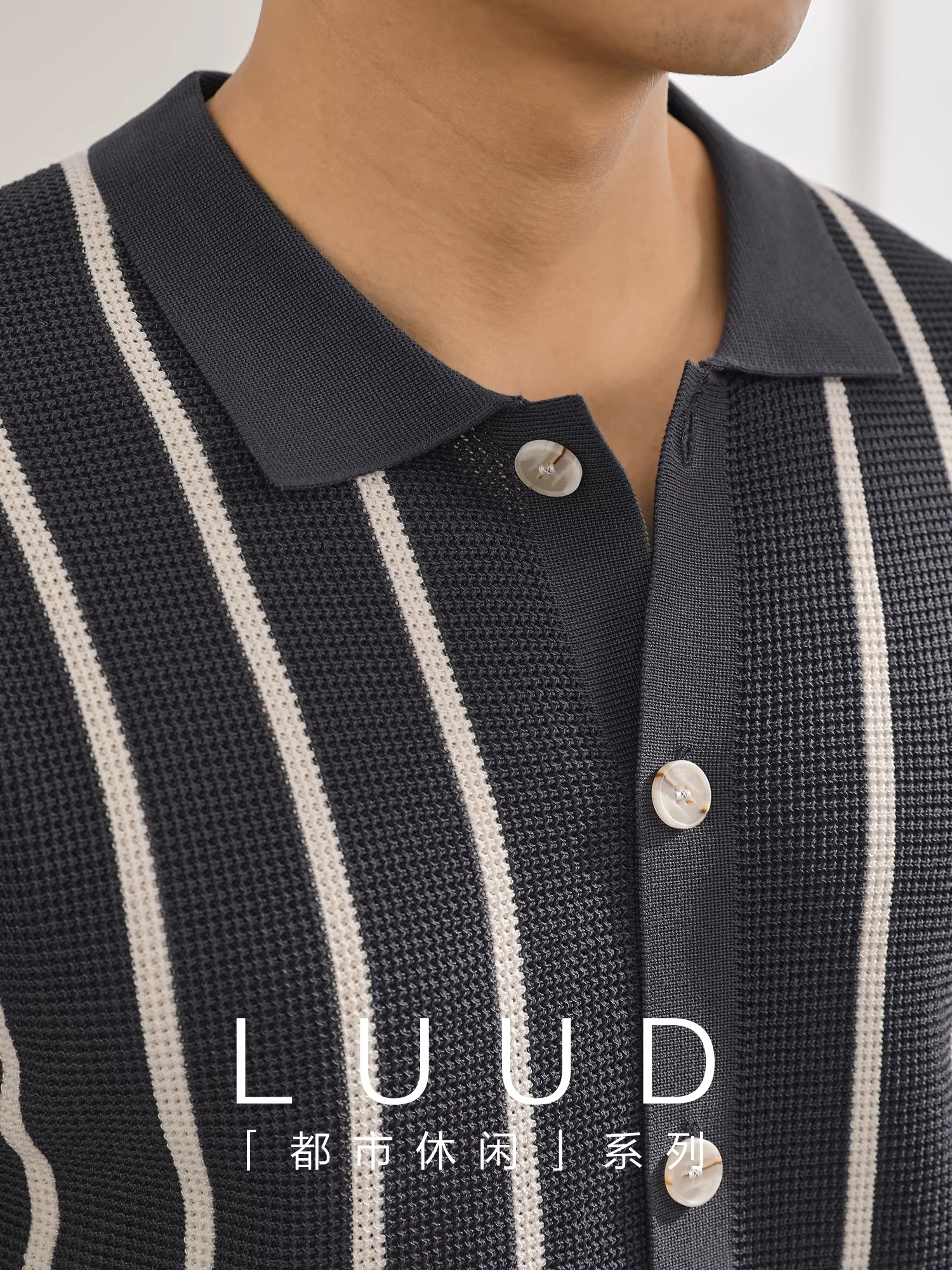 Khuyến mãi đặc biệt: Áo polo dệt kim phong cách sang trọng nhẹ nhàng dành cho nam, áo cardigan sọc phối màu mùa hè, áo thun cổ trụ dệt jacquard.