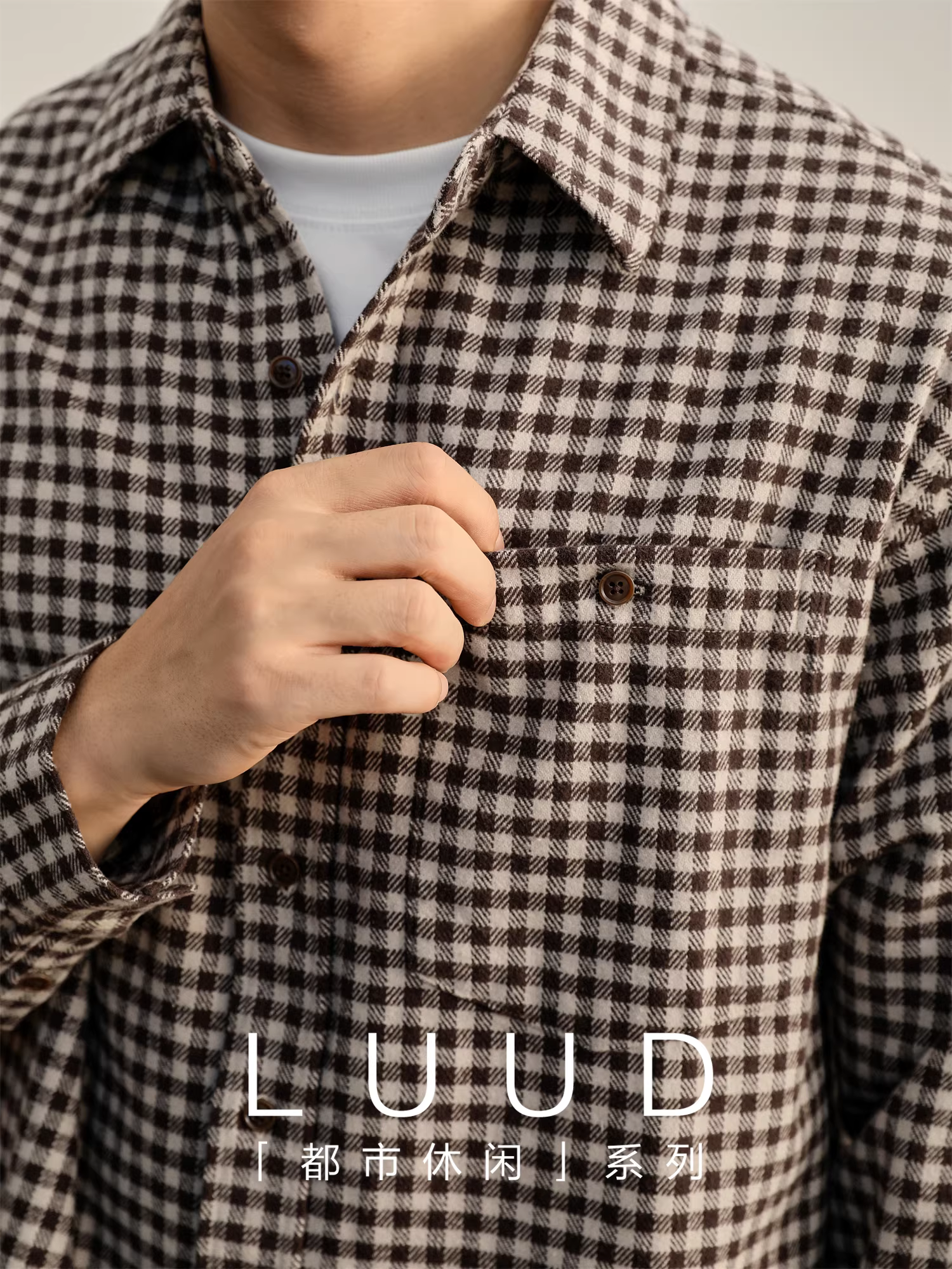 Áo khoác sơ mi len phong cách cổ điển sang trọng 100% cotton nguyên chất LUUD dành cho nam, chất liệu dày dặn, kẻ caro thời thượng