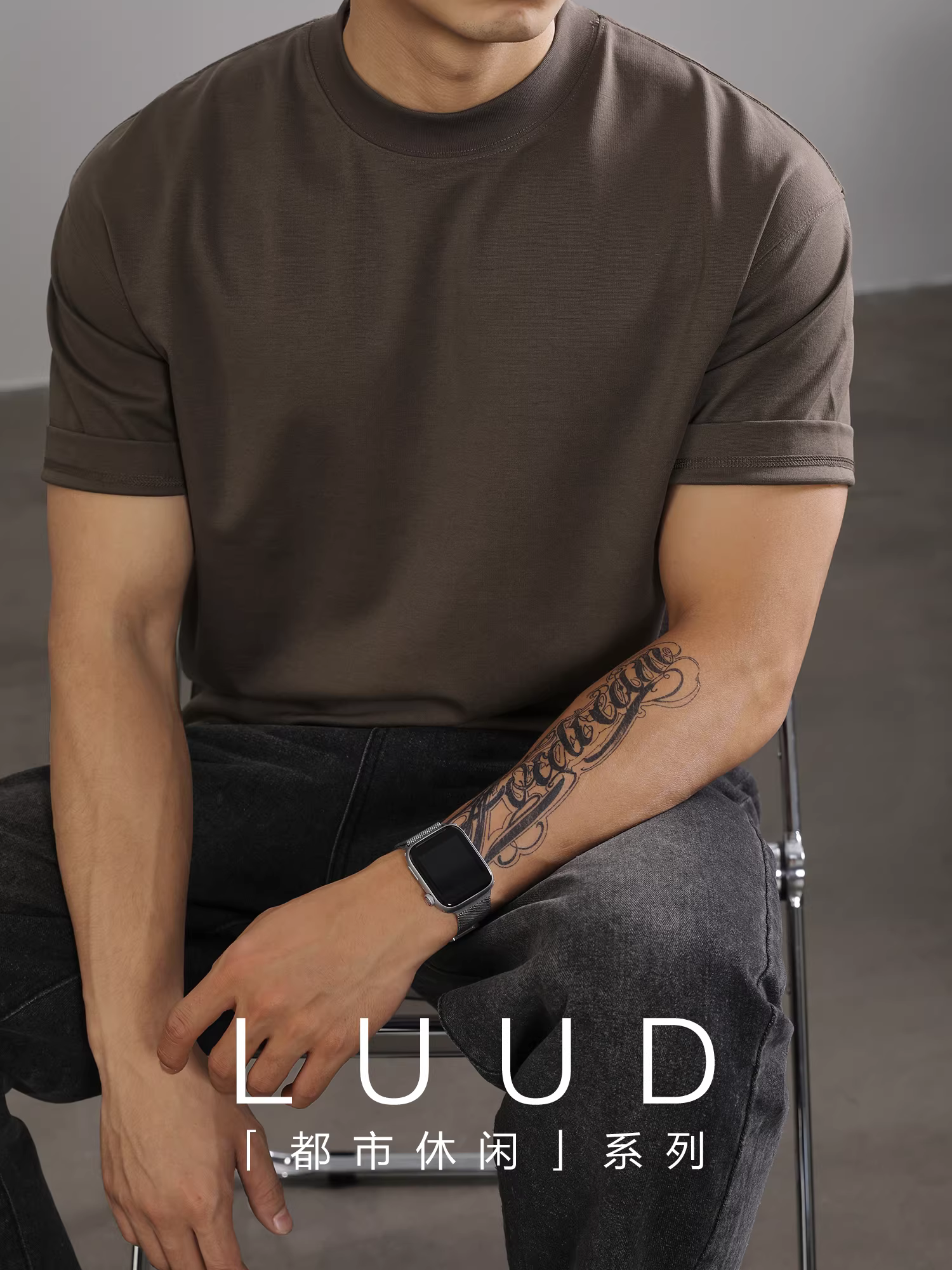 Áo thun ngắn tay LUUD Commuting Lyocell dành cho nam, áo thun cổ tròn màu trơn đa năng, phong cách cổ điển, nhẹ nhàng sang trọng, cao cấp.