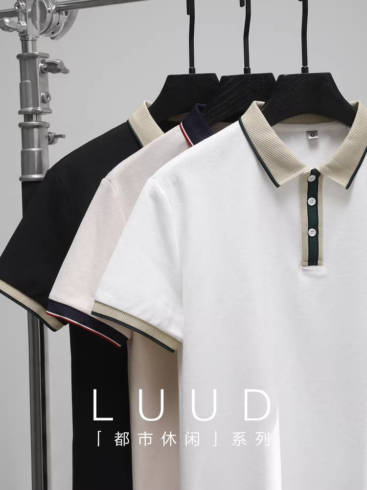Áo polo phối màu phong cách châu Âu LUUD dành cho nam, thương hiệu thời thượng, áo thun cotton pique thoáng mát, áo thun phối màu phong cách thường ngày.