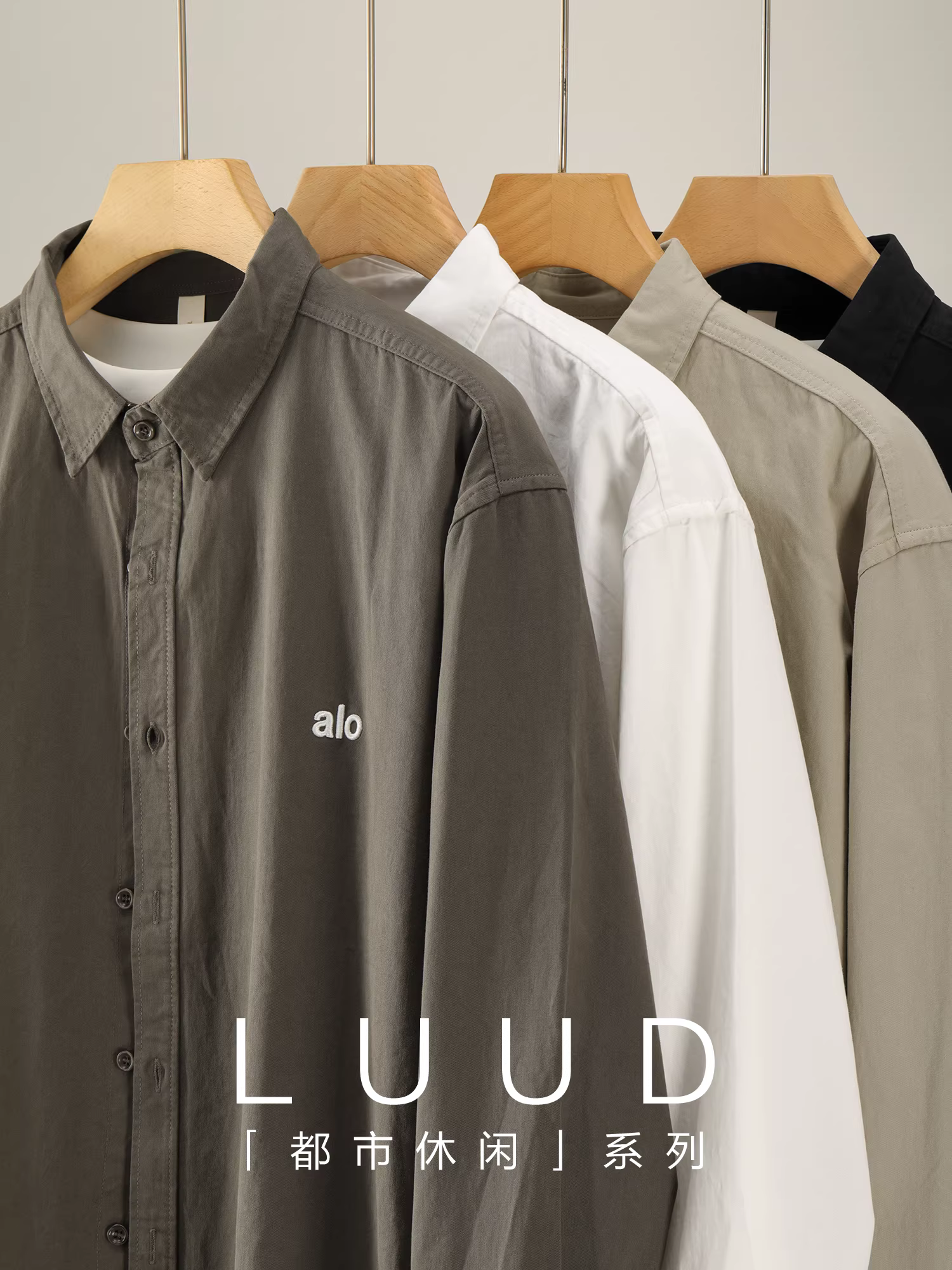 Ưu đãi đặc biệt bộ áo khoác ngoài kiểu dáng giản dị cityboy thêu chữ, chất liệu 100% cotton nguyên chất, áo sơ mi đơn hàng khuy cài cổ điển dành cho nam