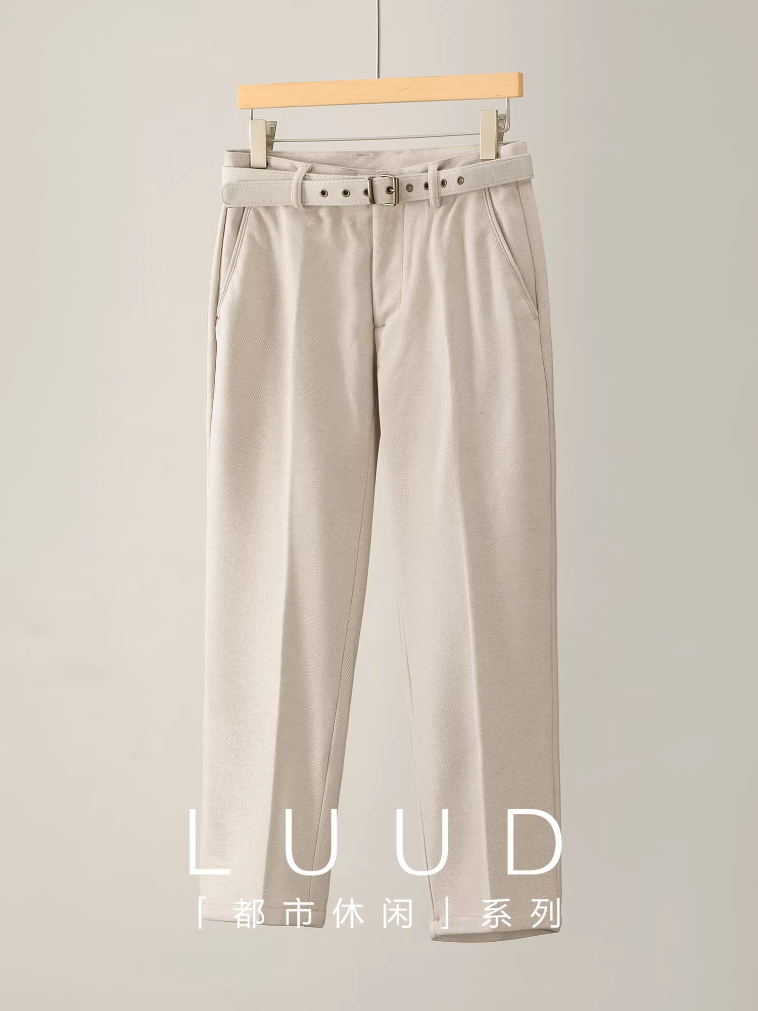 Quần len ấm kiểu thắt lưng nam phong cách tiền cổ điển của Pháp LUUD, quần chín phần, quần ống đứng len mùa đông