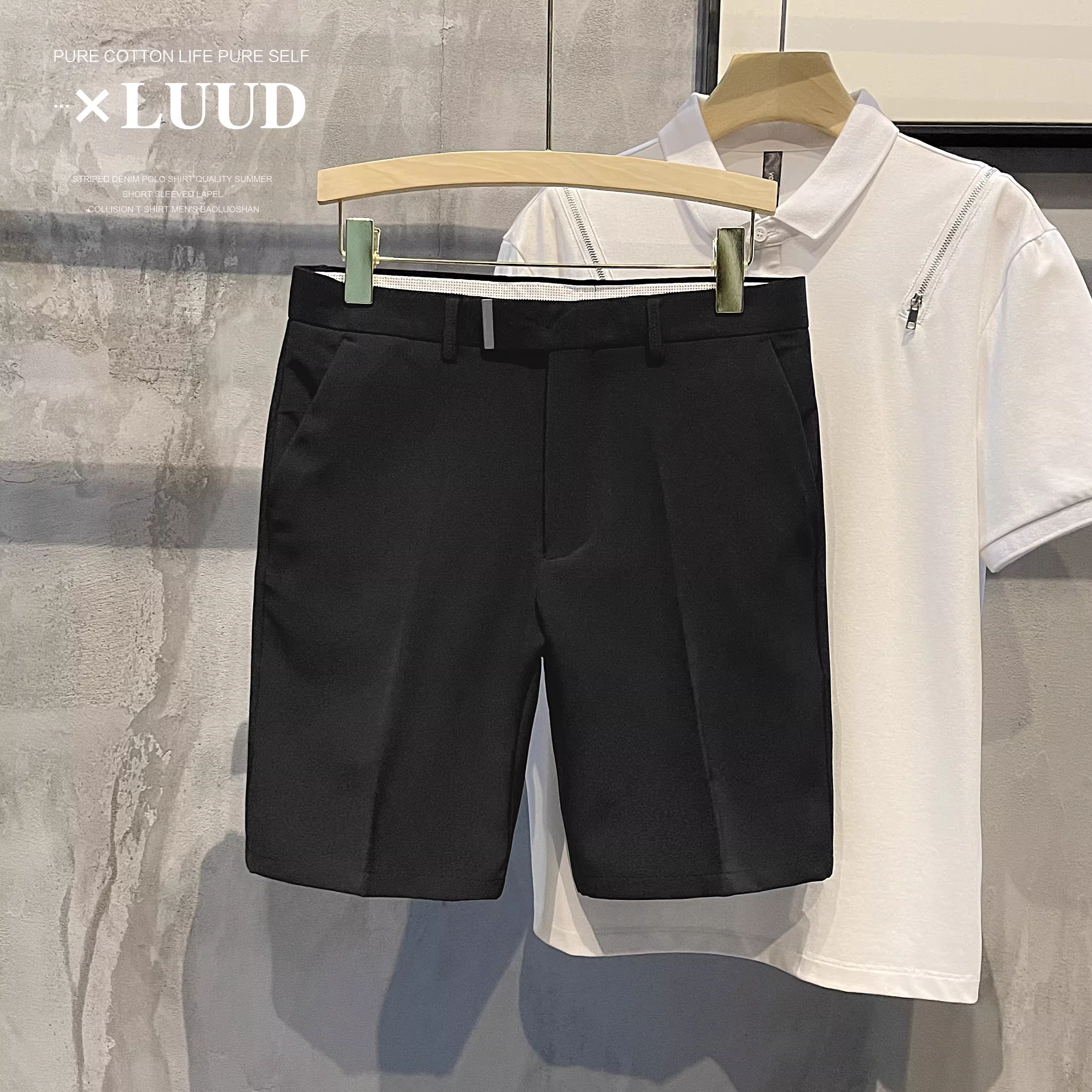 LUUD Nam Thời Trang Cao Cấp Màu Trơn Phù Hợp Với Quần Short Mùa Hè Thoáng Khí Đa Năng Phong Cách Hàn Quốc Slim Fit Quần Âu Hợp Thời Trang