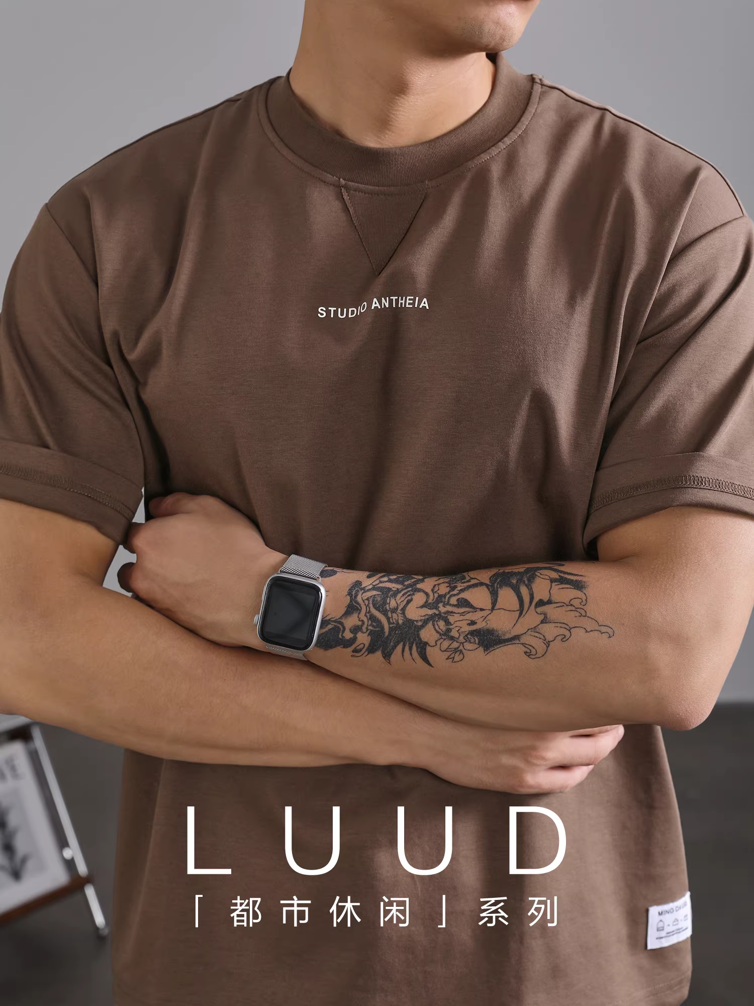 Áo thun ngắn tay kiểu Mỹ LUUD dành cho nam, áo thun thương hiệu thời thượng mới mùa hè 2025, áo cổ tròn in chữ phong cách đường phố Anh