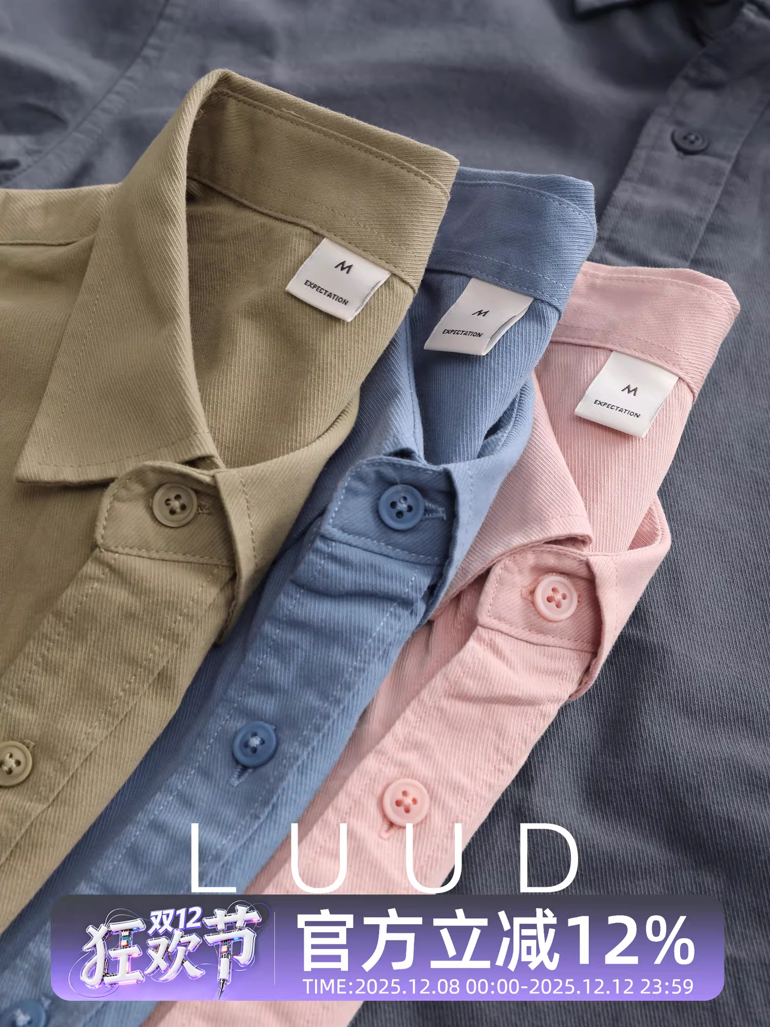 Áo sơ mi nam LUUD màu xanh nhạt sang trọng phong cách hợp thời trang thương hiệu cotton nguyên chất có cổ áo sơ mi thường ngày áo khoác ngoài áo khoác